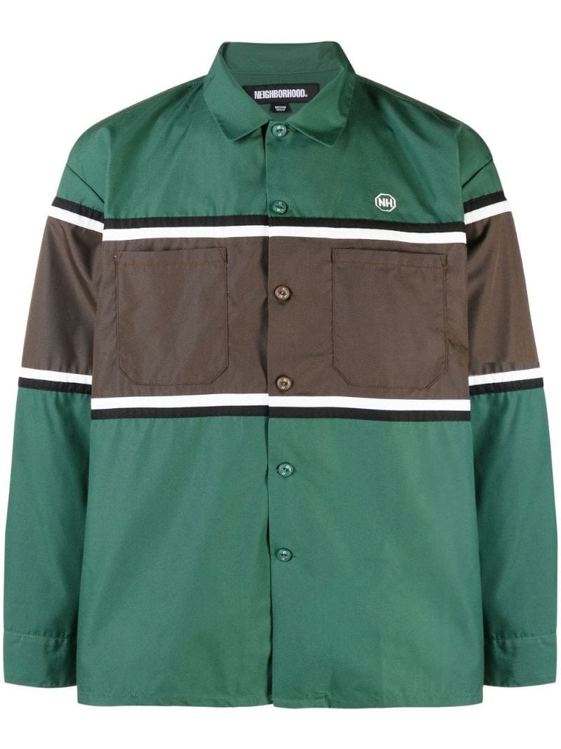 stripe-detail shirt jacket - 1