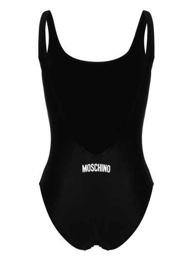 Moschino slogan-print scoop-neck swimsuit outlook