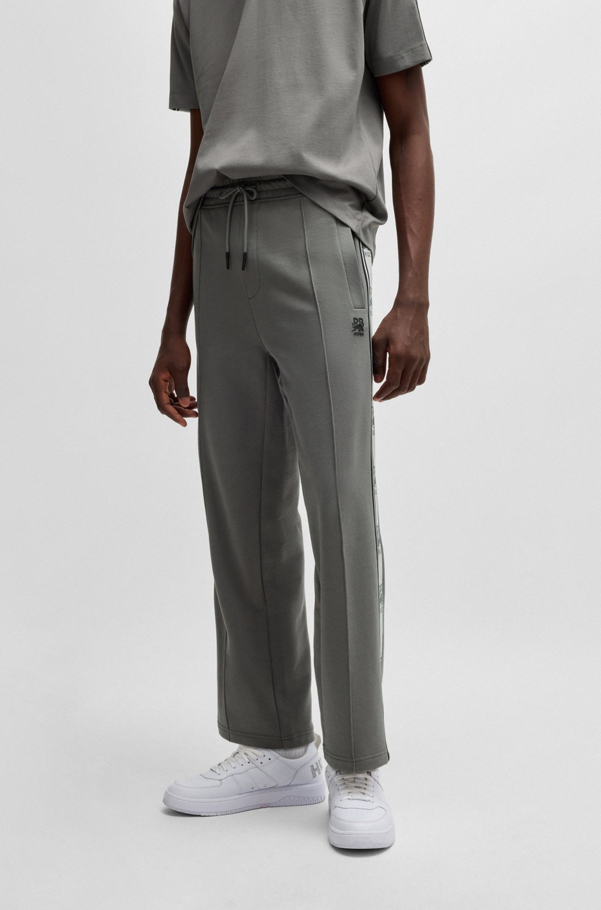 HUGO X RB COTTON-TERRY TRACKSUIT BOTTOMS WITH LOGO TAPE - 2