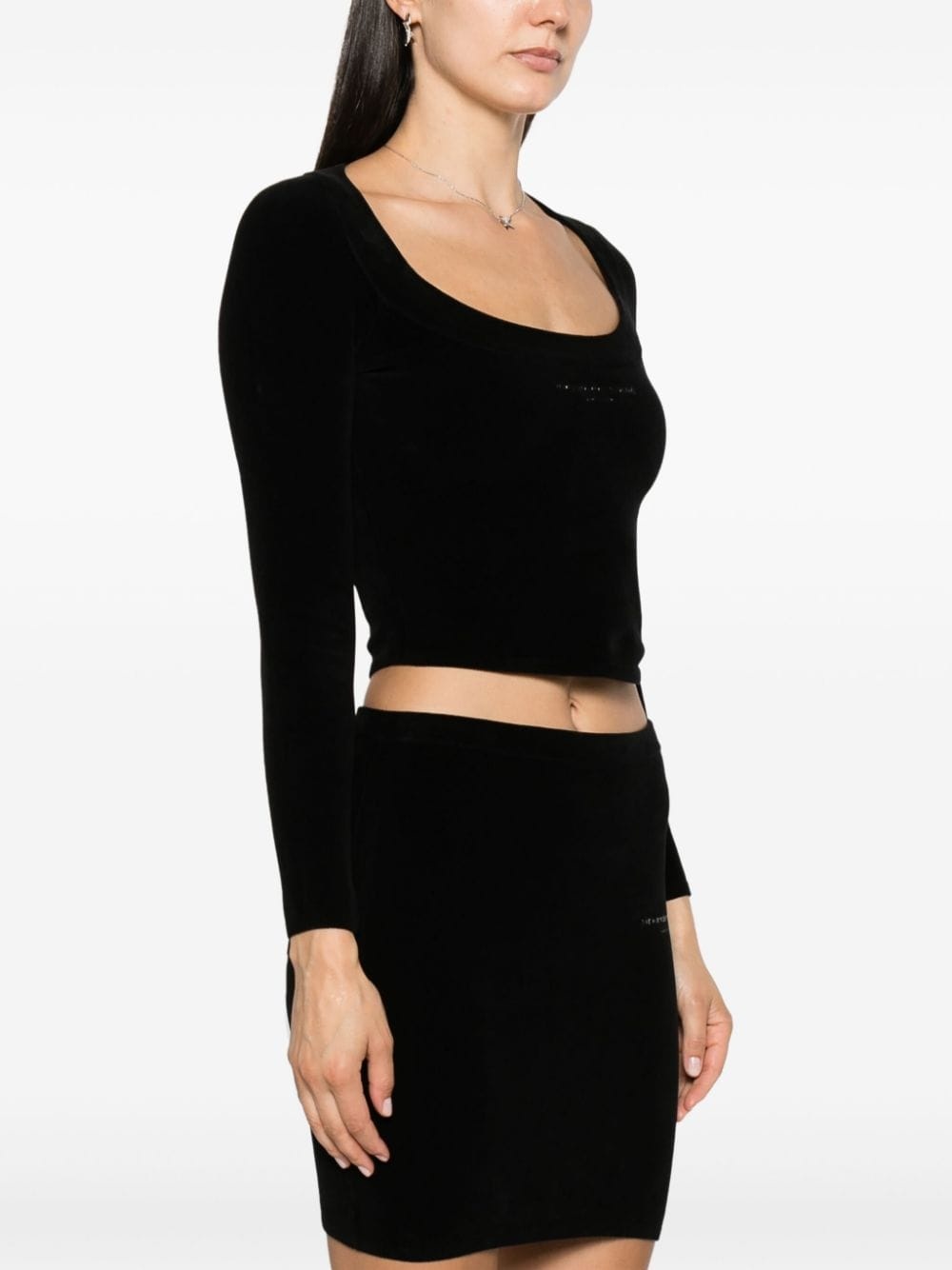 scoop-neck cropped knit top - 3