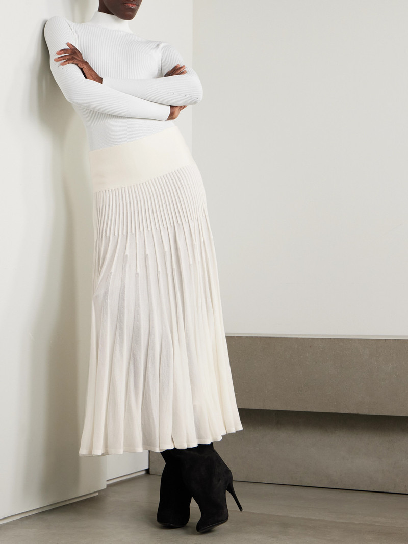 Alaïa Pleated Wool Midi Skirt outlook