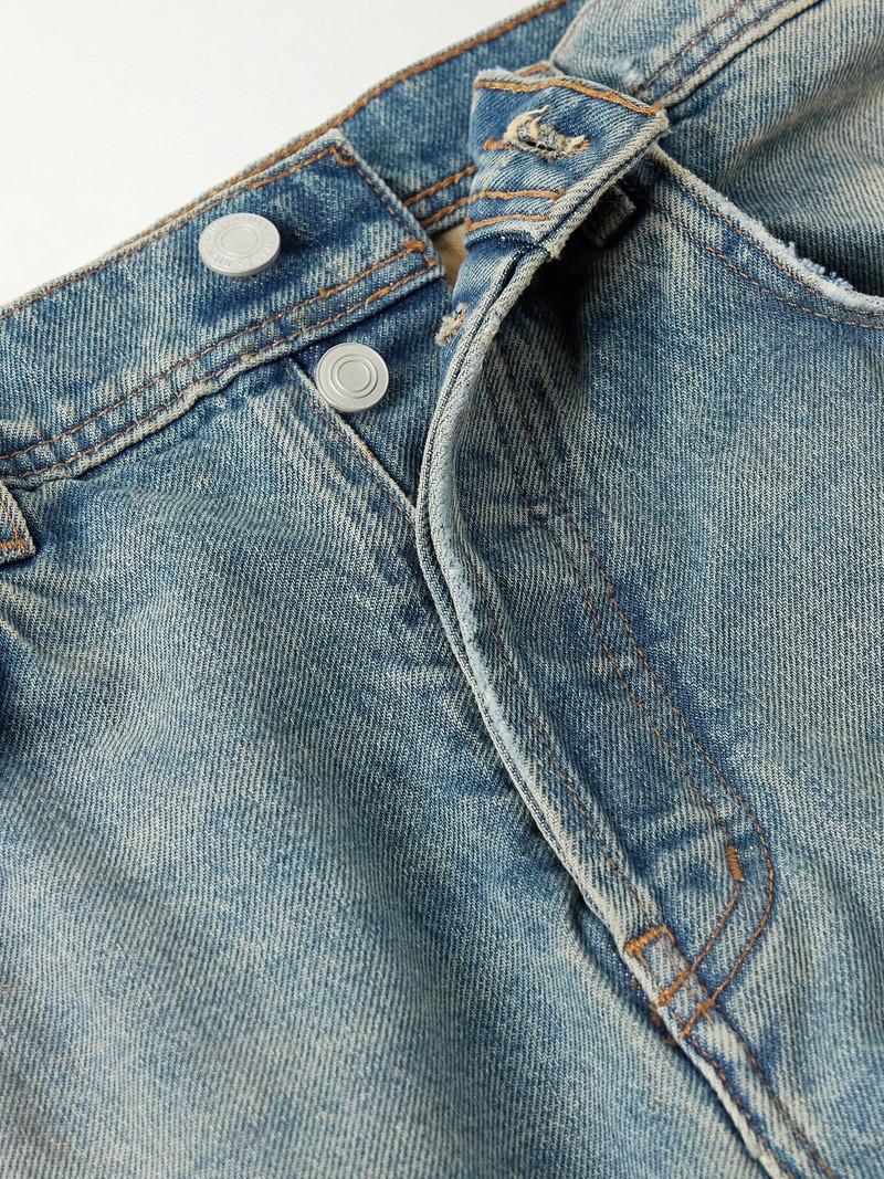 Slim-Fit Straight-Leg Distressed Jeans Blue 6
