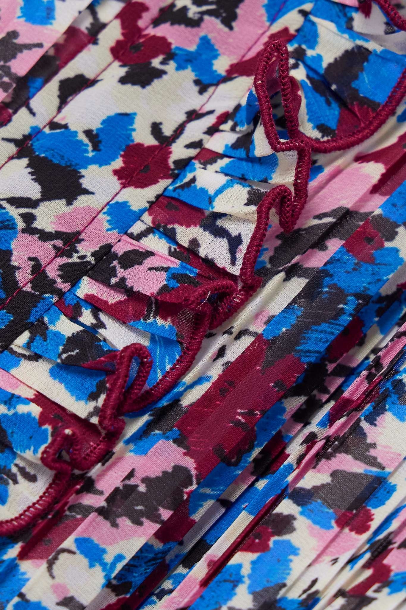 Ruffled pleated floral-print recycled-georgette midi dress - 5