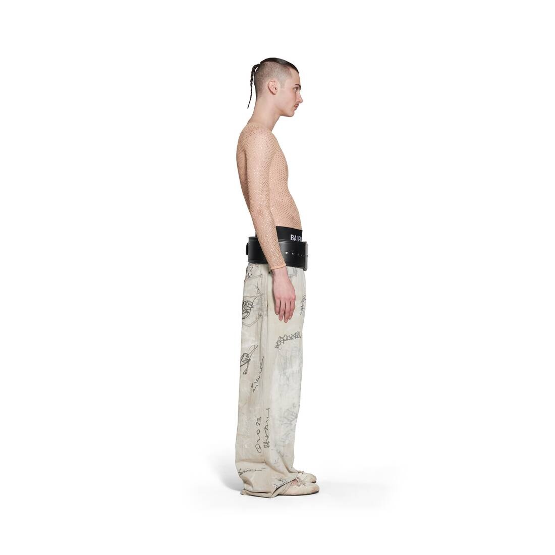 Flared Cargo Pants in Beige