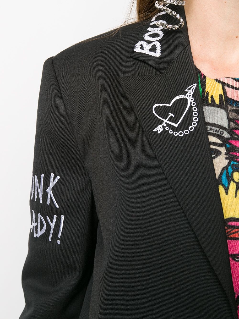 embroidered logo blazer - 5