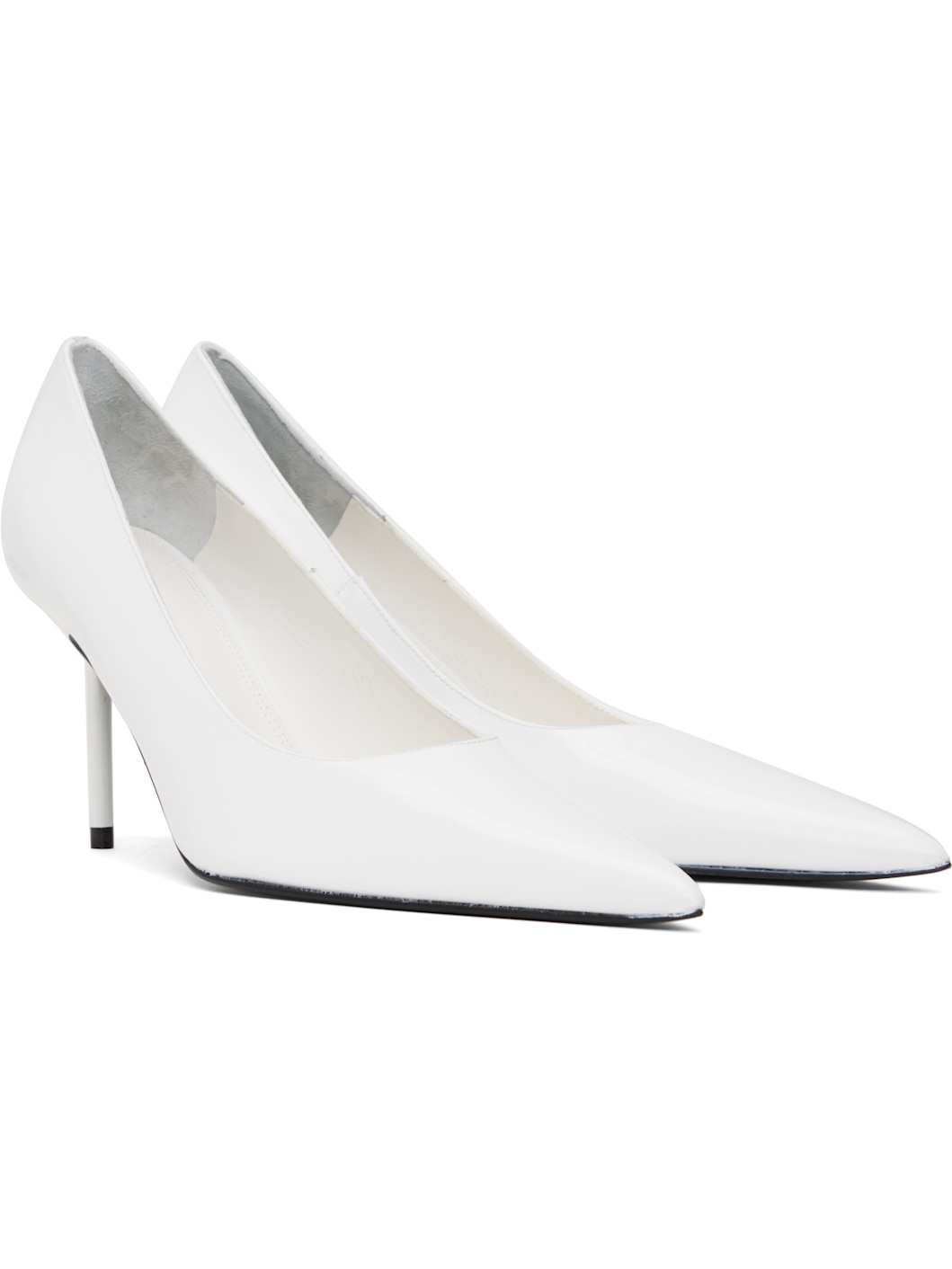 White Pointed Toe Heels - 4