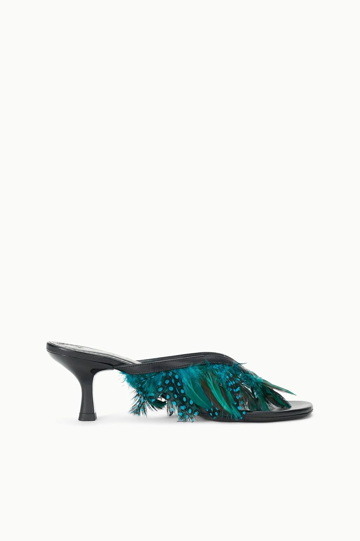 STAUD FREJA KITTEN HEEL BLACK FEATHERS - 1