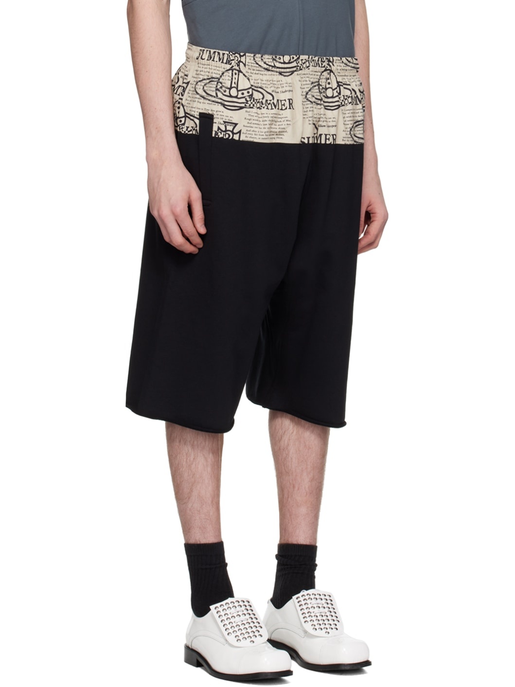 Black Paneled Shorts - 2