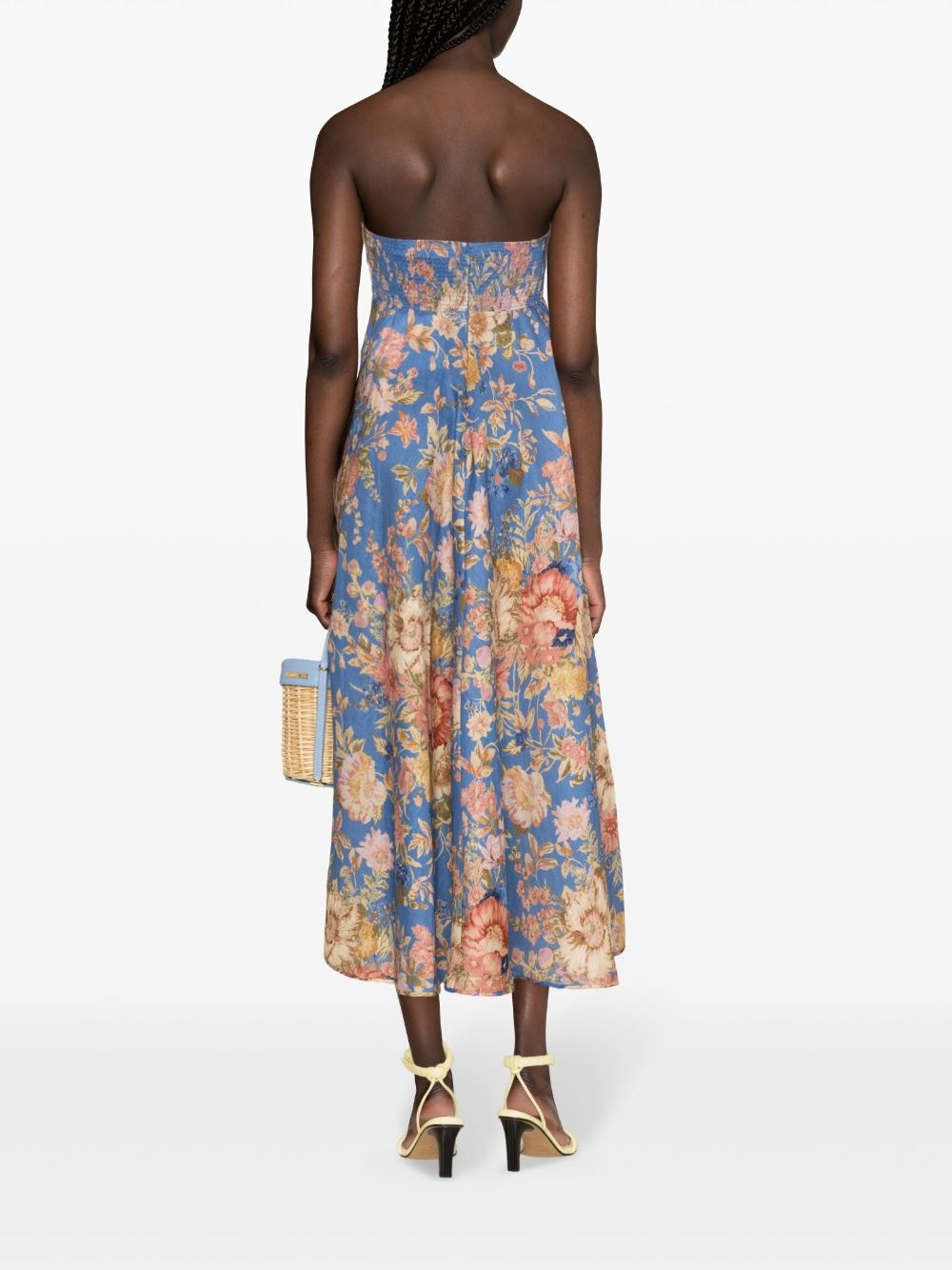 August floral-print strapless dress - 4