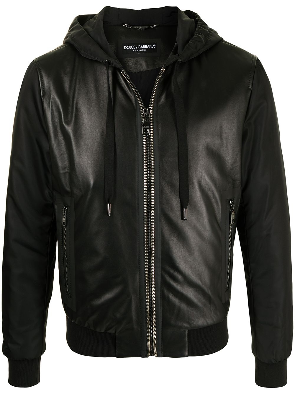 leather panelled hooded jacket - 1