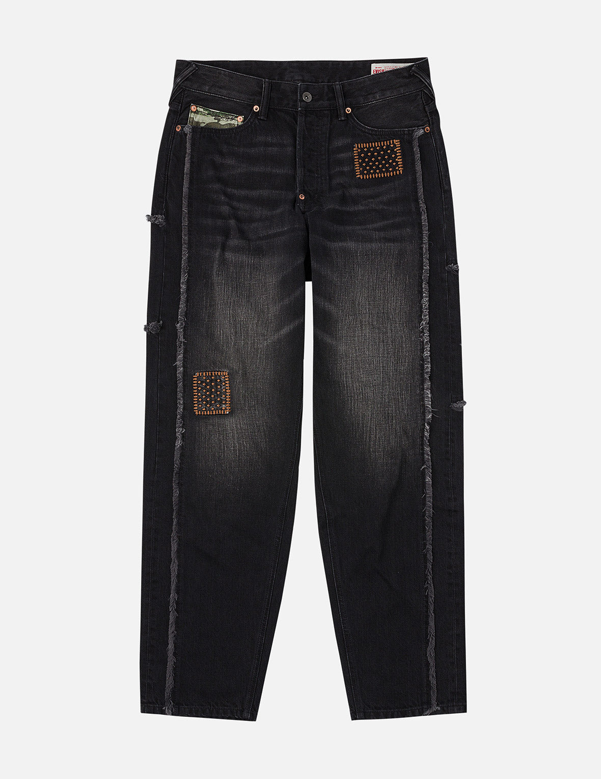 Washed Deconstructed Sashiko Relax Straight Fit Jeans #2030 - 4