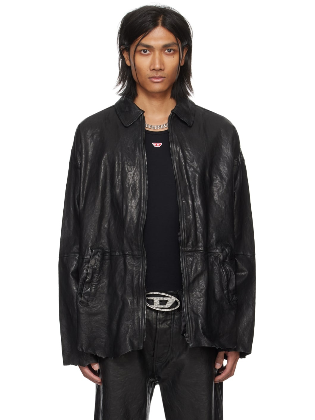 Black L-Mart-A Leather Jacket - 1