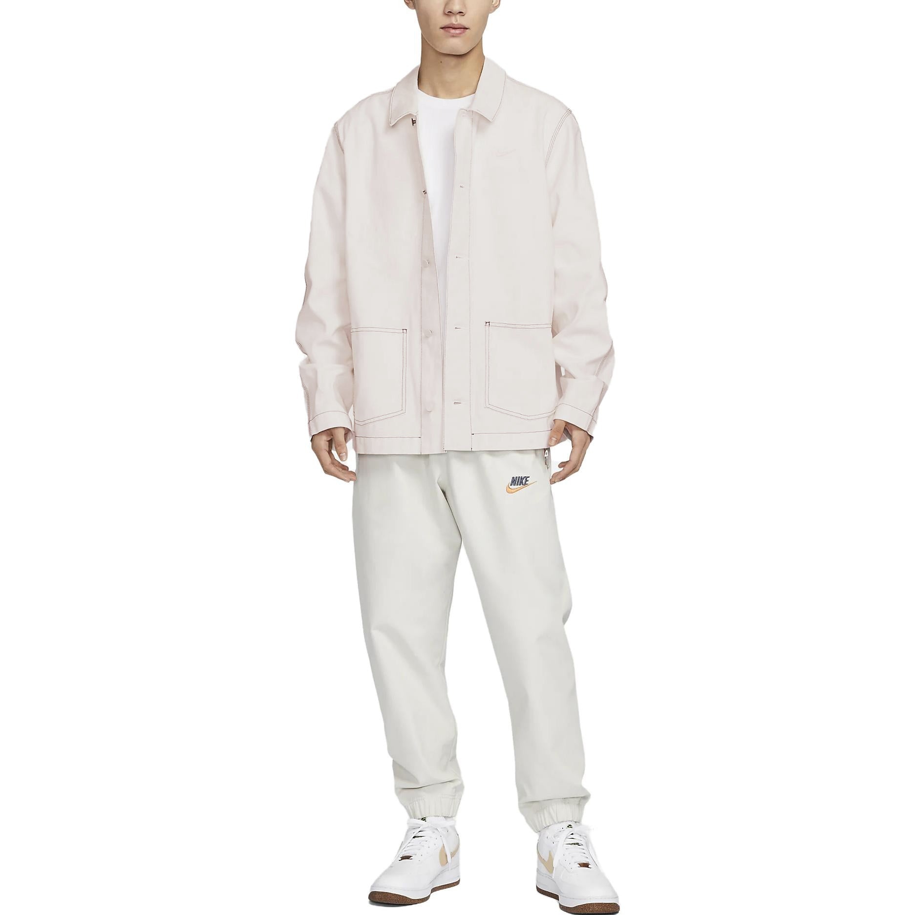 Nike Sportswear Lapel Work Jacket 'White Grey' FD9899-030 - 4