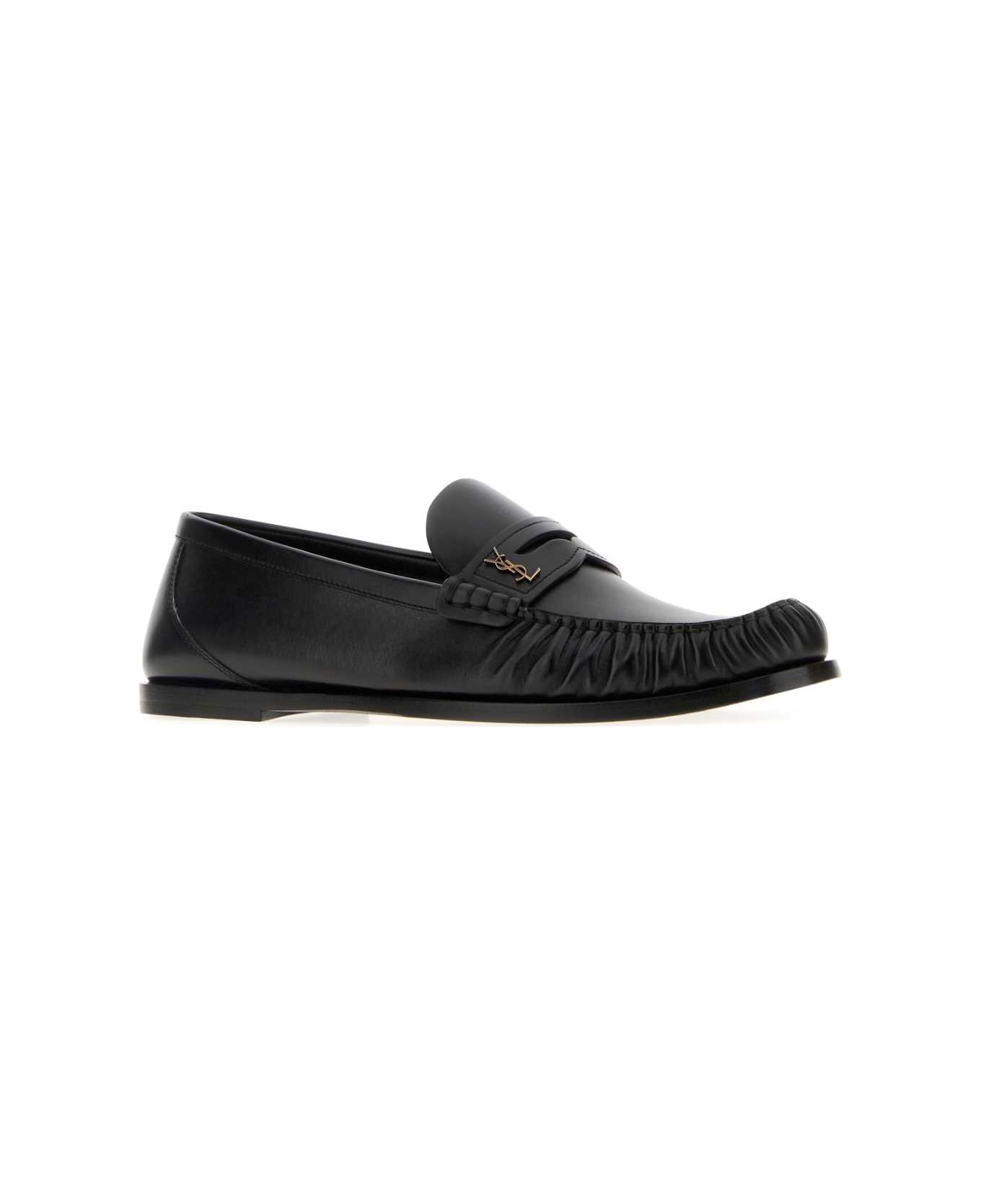 Black Leather Laurent Loafers - 2