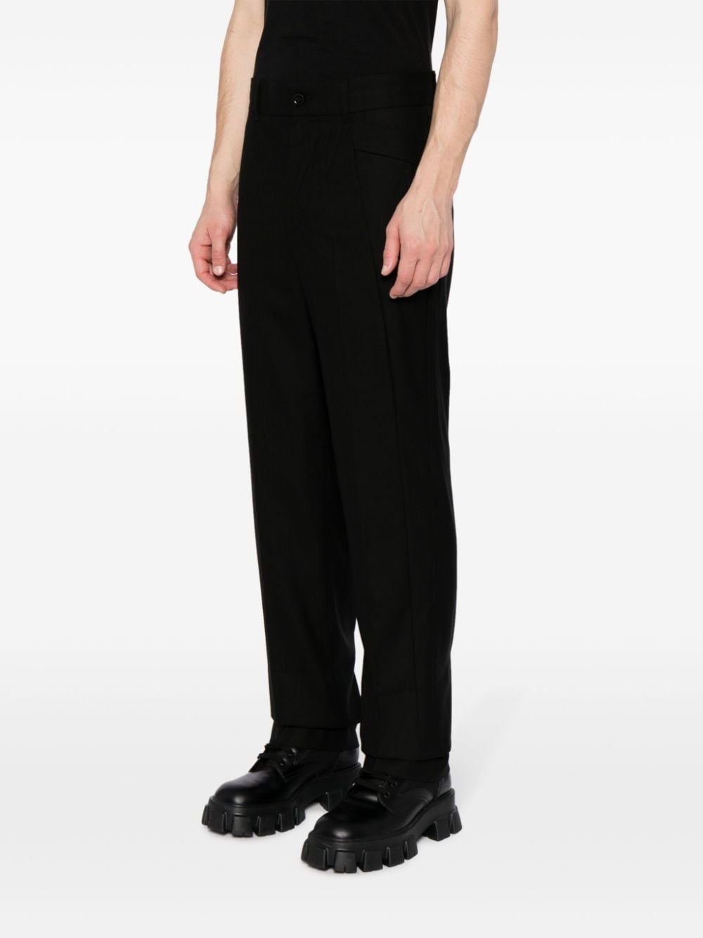 lambs wool straight-leg trousers - 3