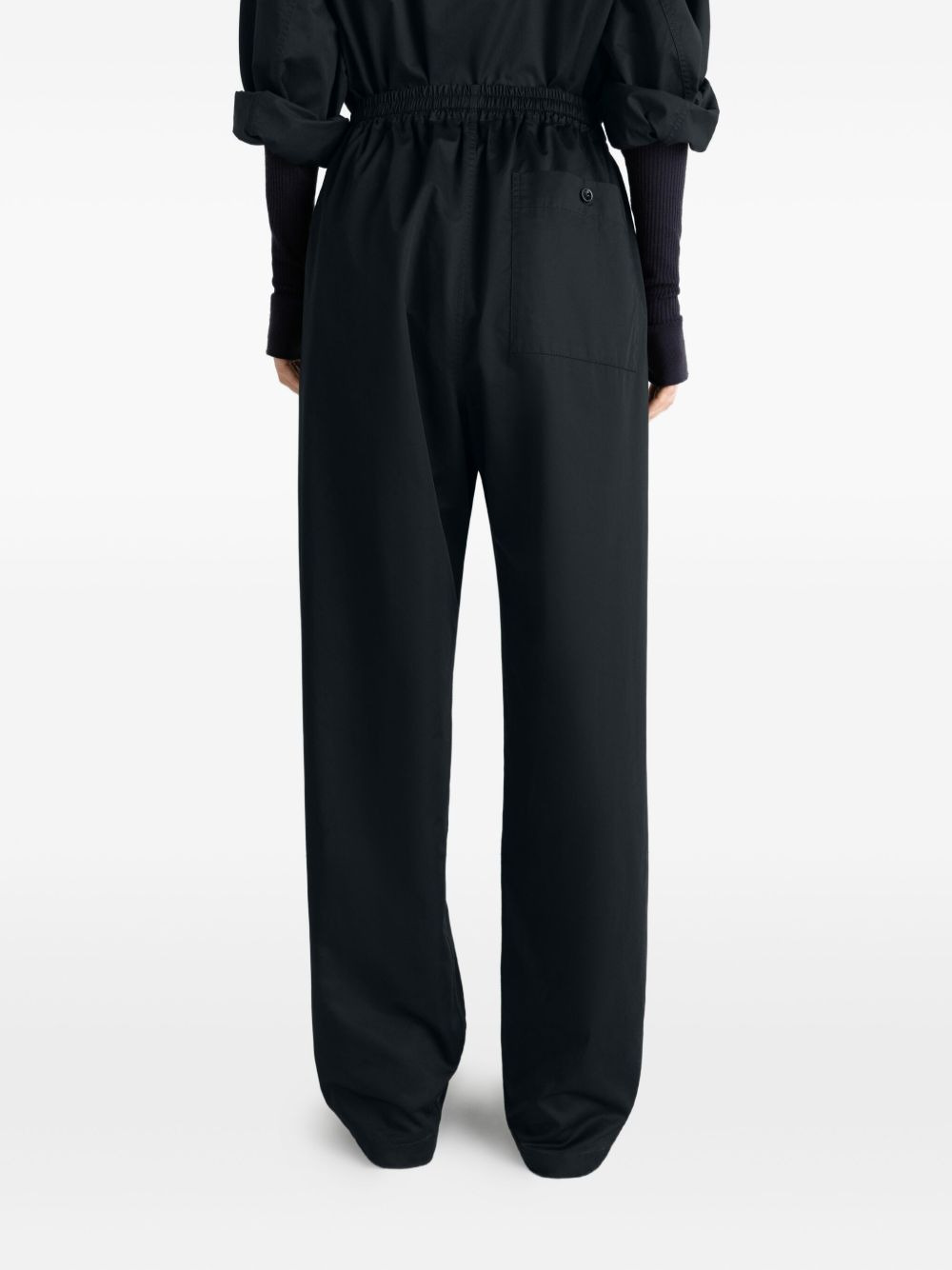 elasticated-waist cotton straight-leg trousers - 5