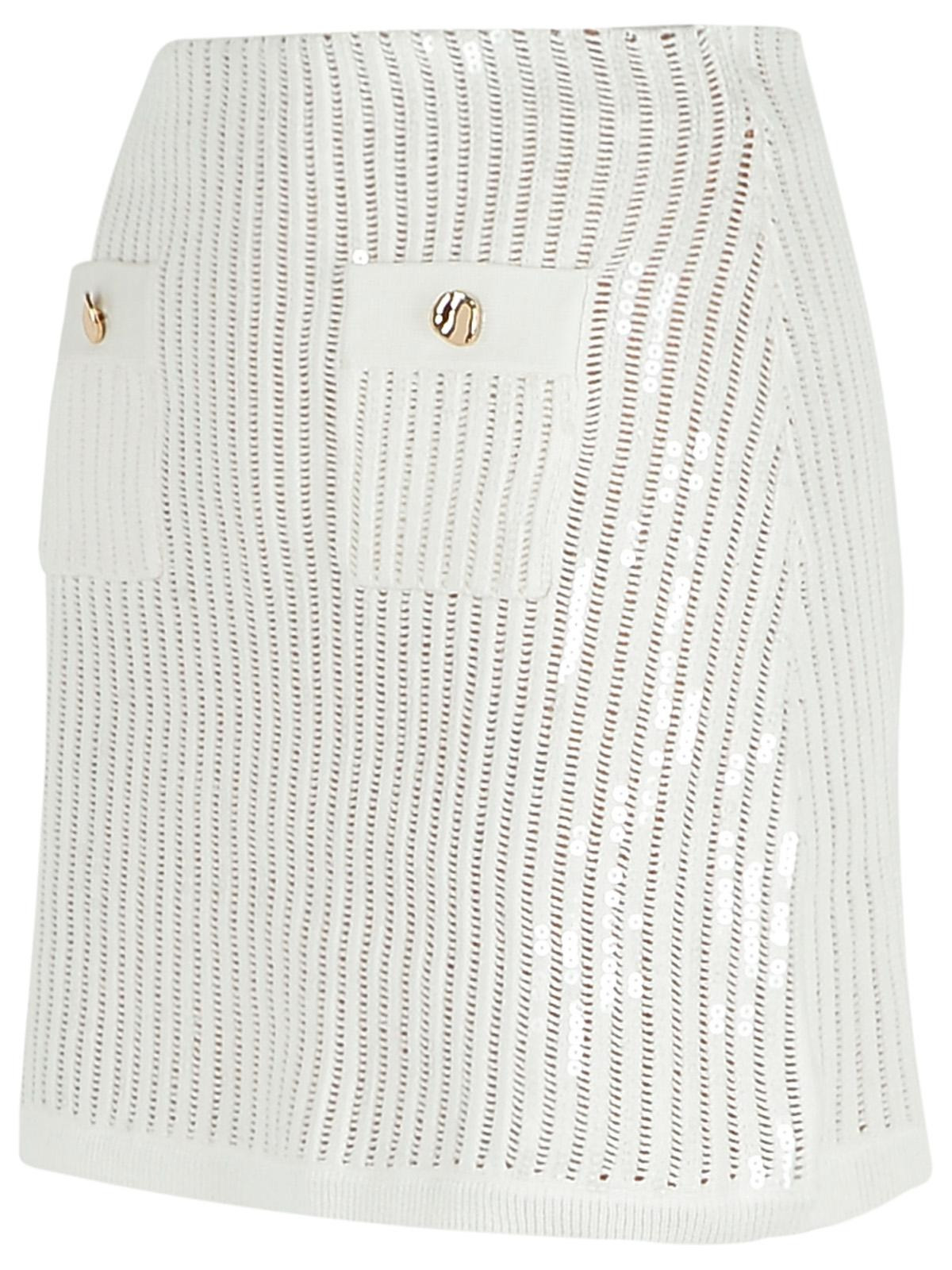 Self Portrait 'Crochet' Skirt In White Cotton Blend Women - 2