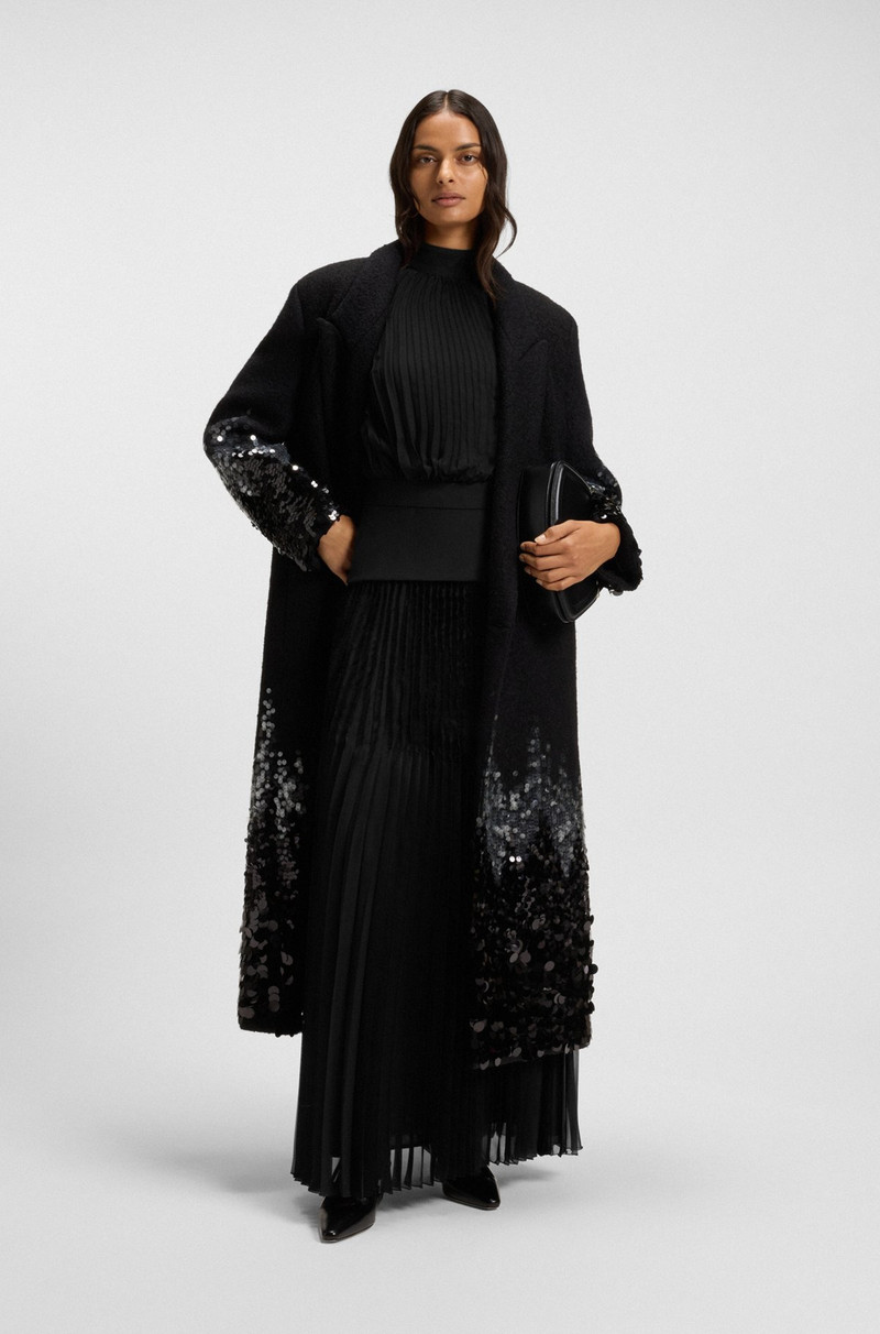 BOSS LONG-LENGTH PLISSÉ DRESS WITH PLAIN INSERT outlook