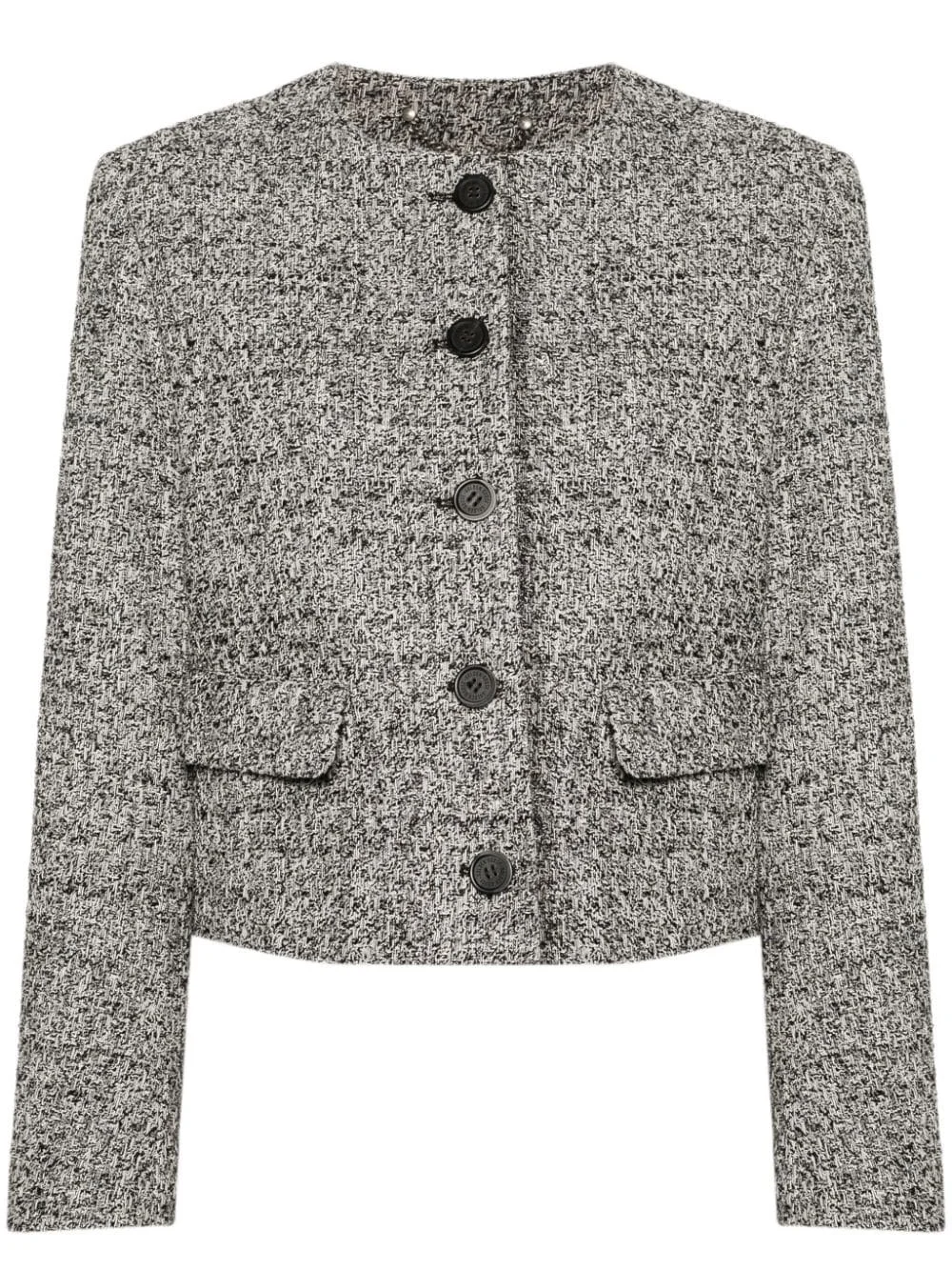 bouclé cropped jacket - 1