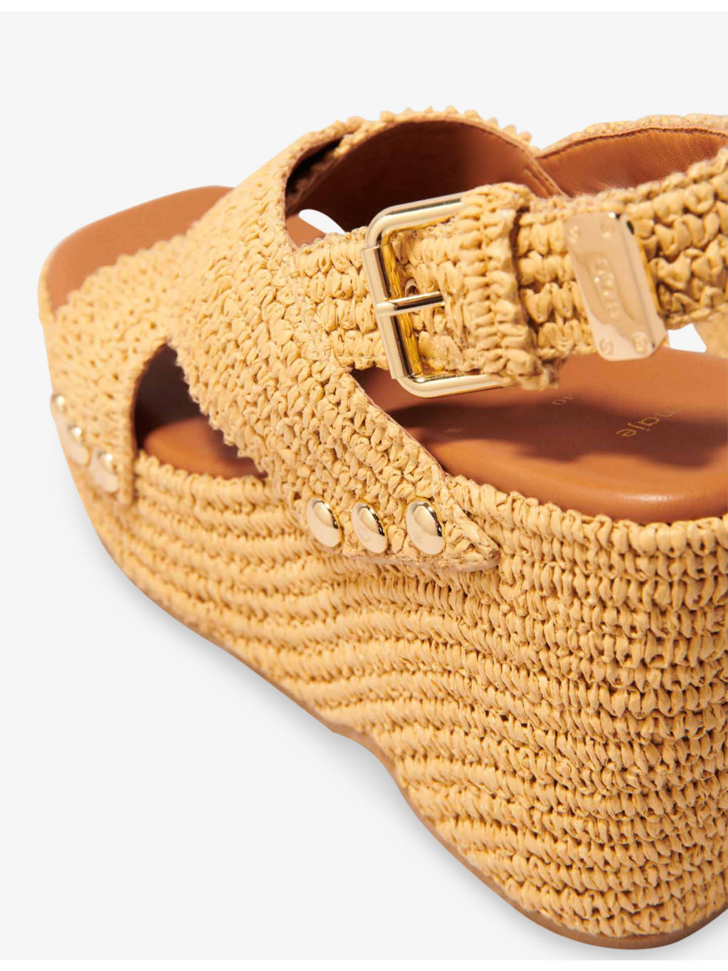 Raffia-Effect Heeled Wedge Sandals - 5