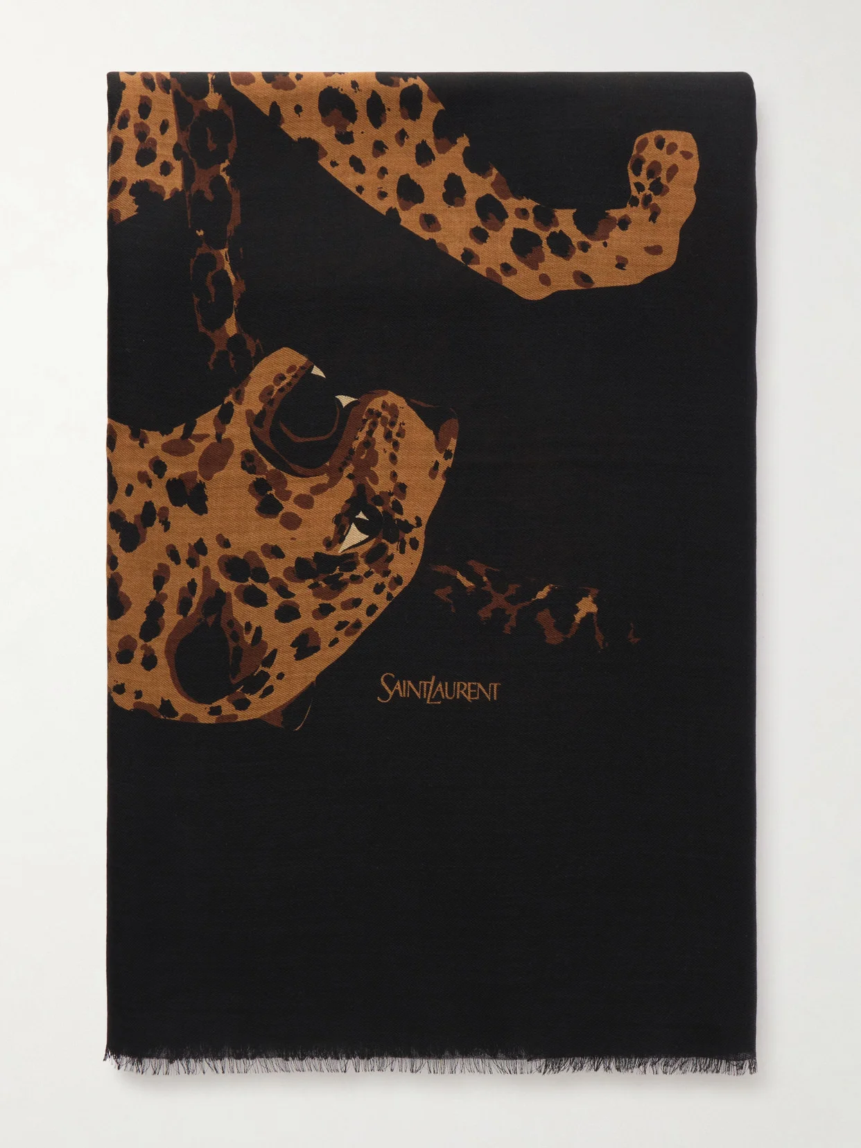 Etolel-leopard Frayed Printed Wool-twill Scarf - 1