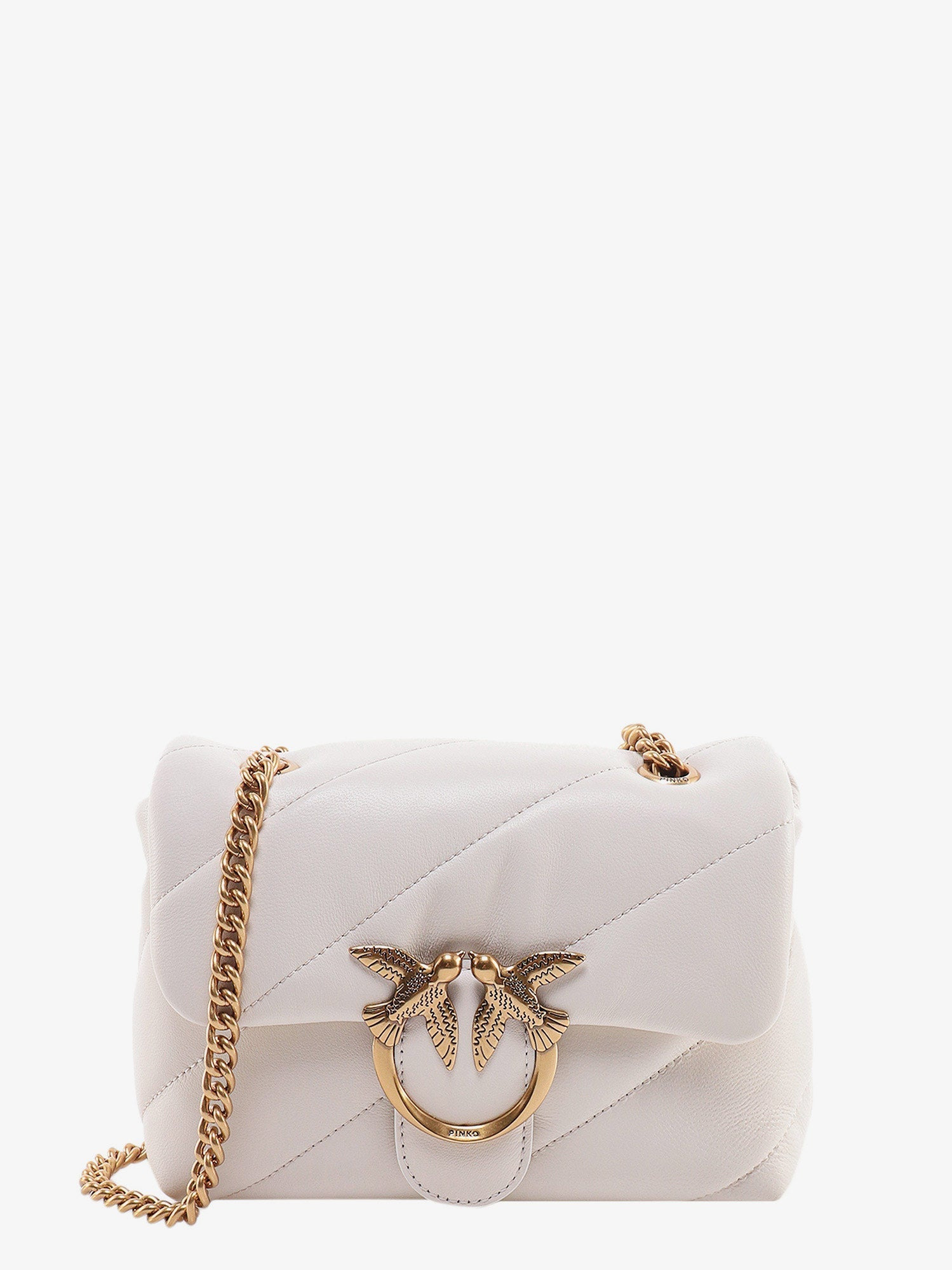 Pinko Matelassã© Leather Shoulder Bag With Iconic Love Birds Buckle - 1