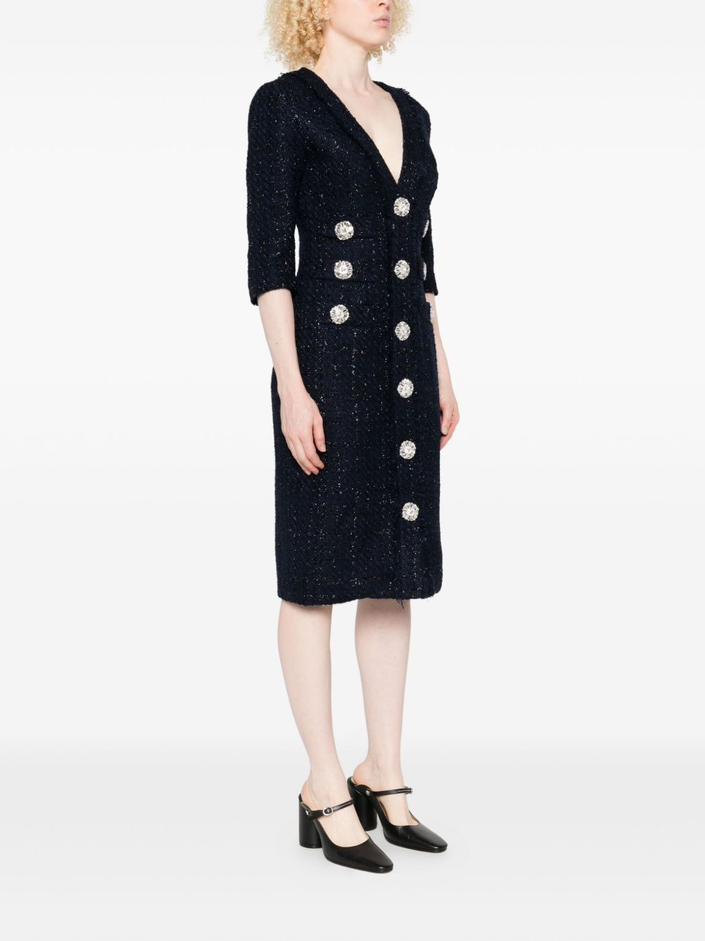 embellished buttoned dress - 3