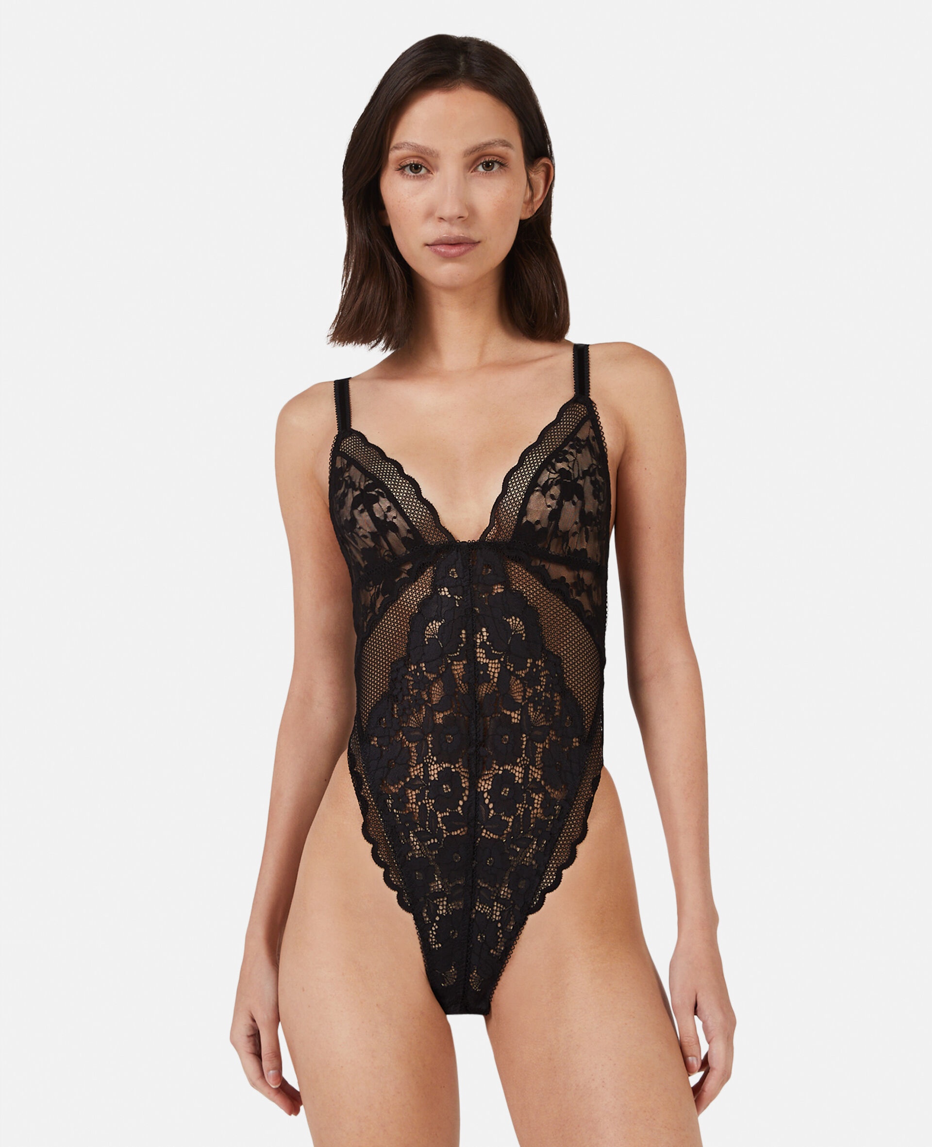 Patchwork Lace High Leg Bodysuit - 2