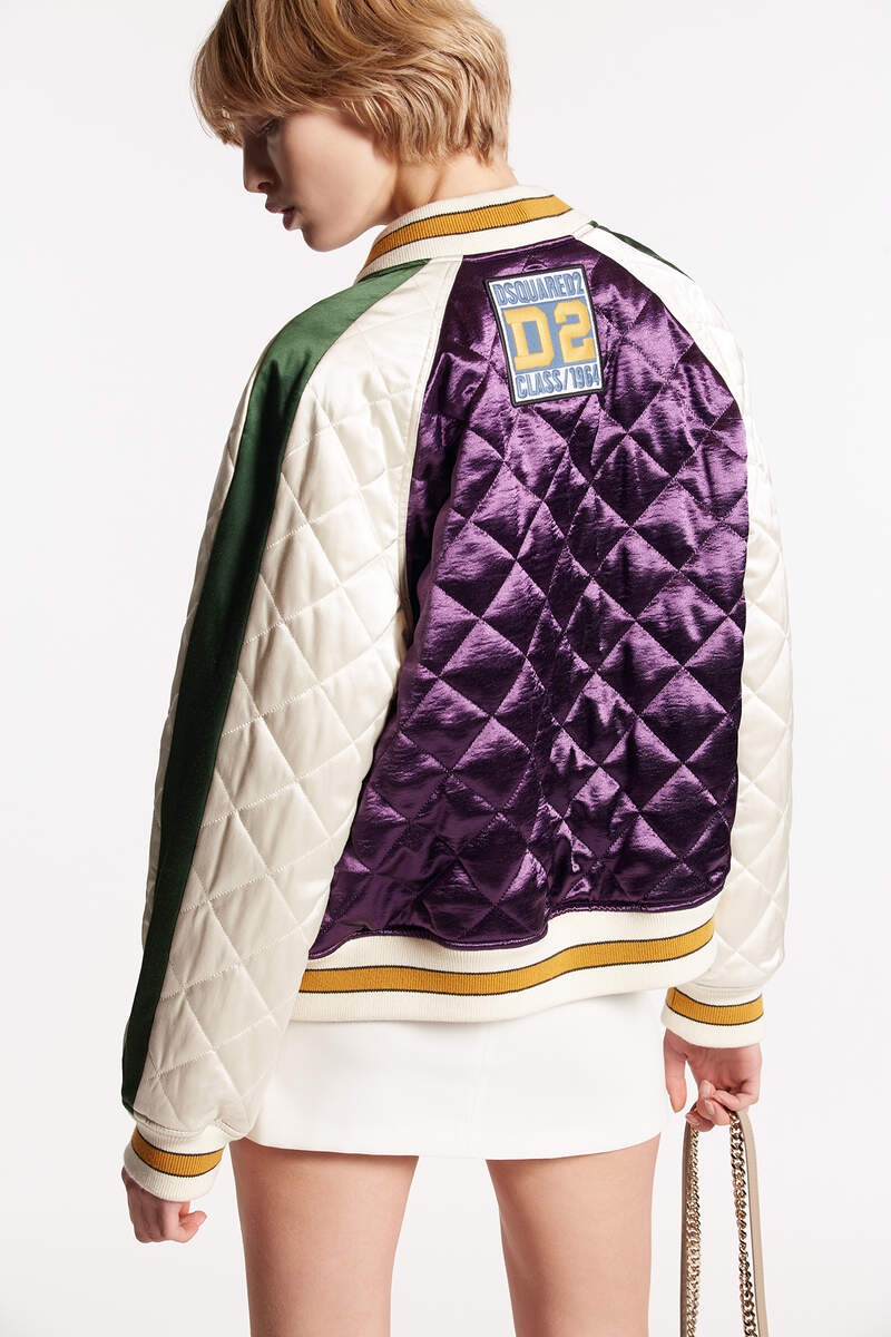 VARSITY SATIN BOMBER JACKET - 2
