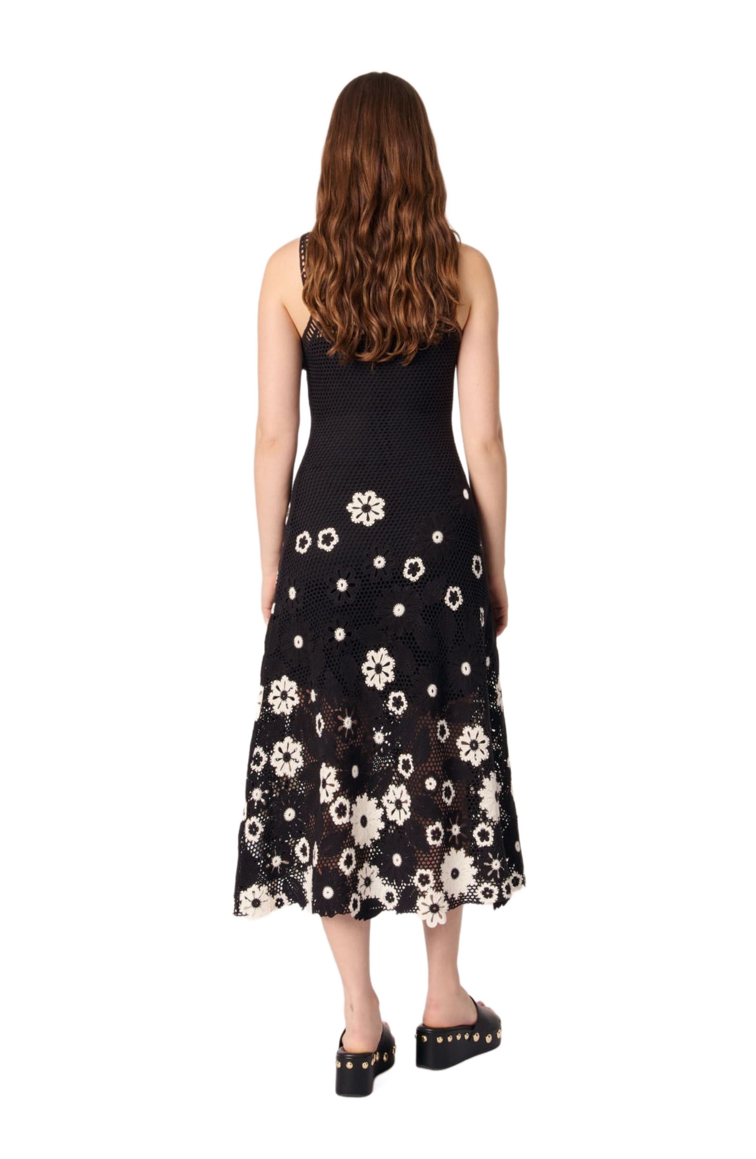 maje Floral crochet maxi dress in Black /White at Nordstrom - 3