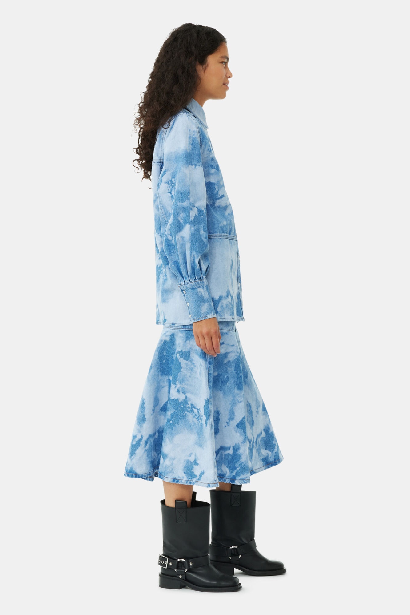 BLUE BLEACH DENIM SHIRT - 4