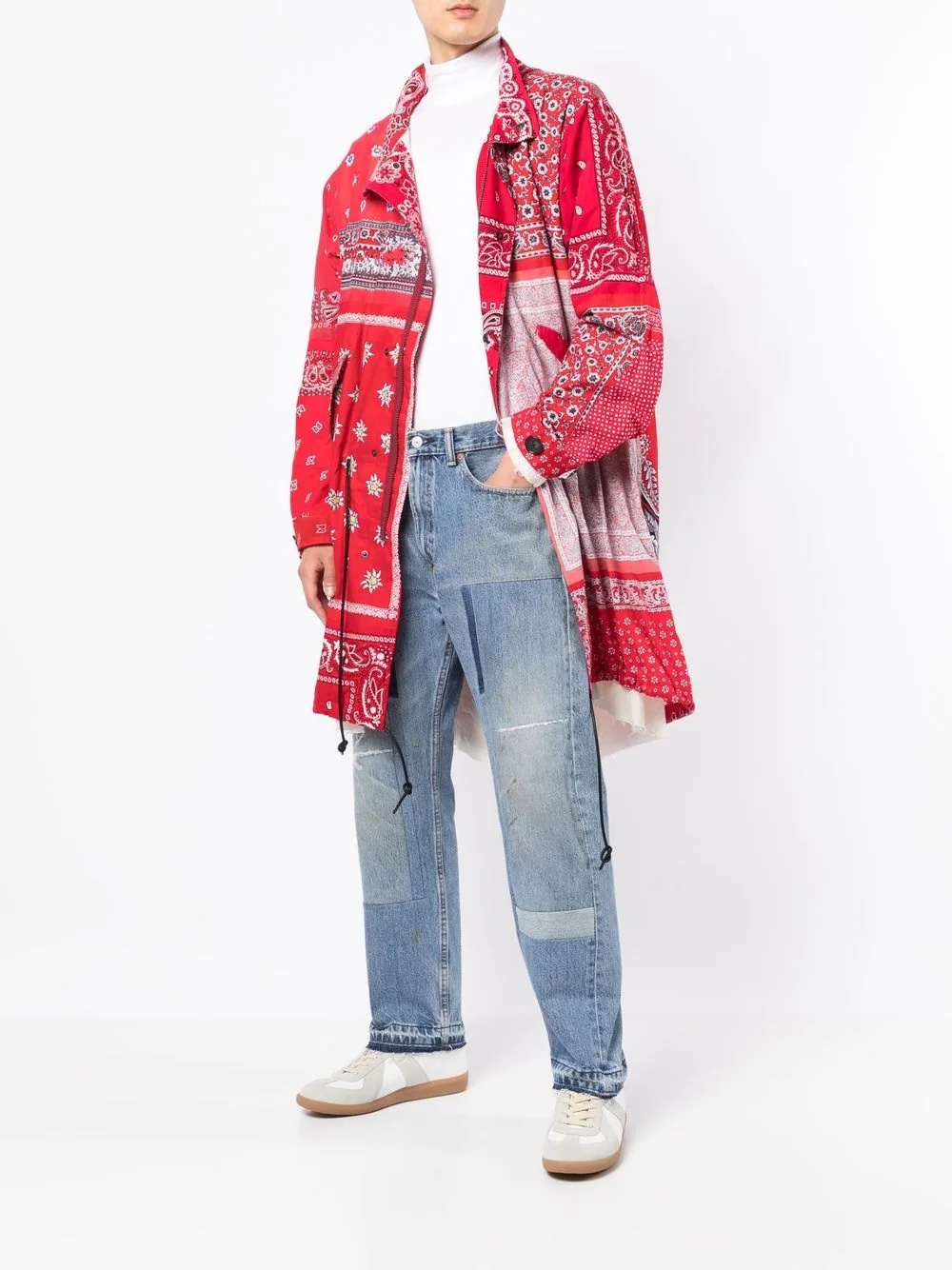 bandana-print funnel neck coat - 2