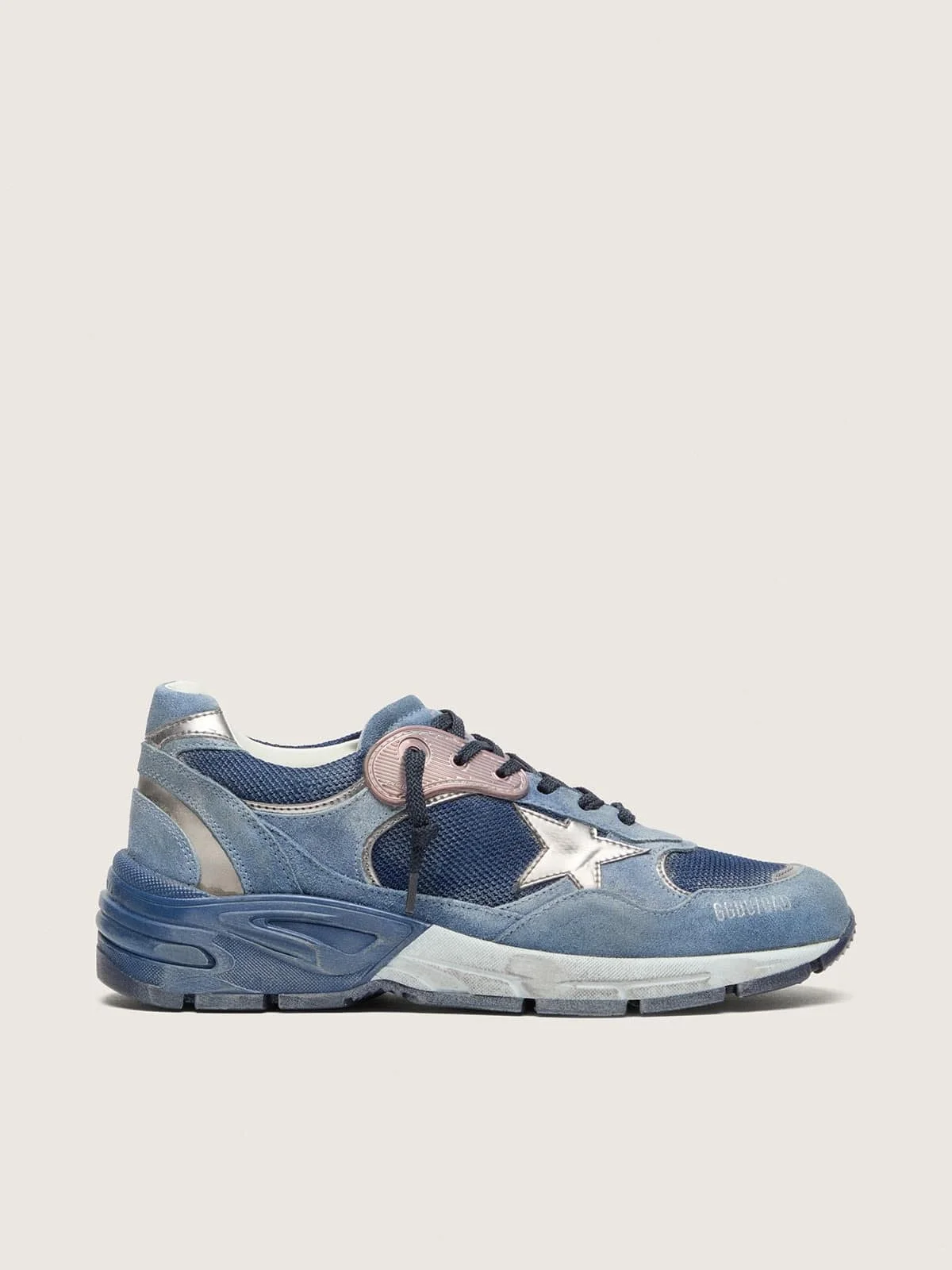 Men’s Dad-Star in denim-blue suede with silver leather star - 1