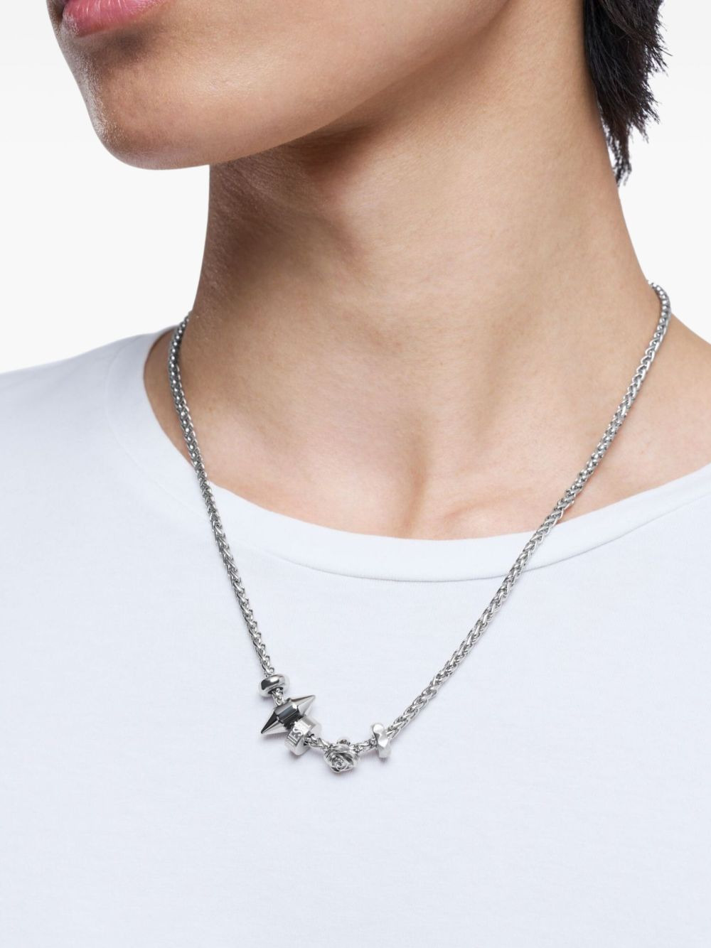 rose-shaped steel necklace - 2