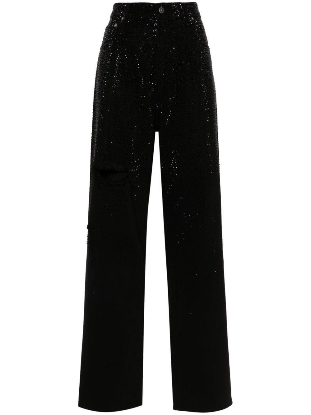 crystal-embellished wide-leg jeans - 1