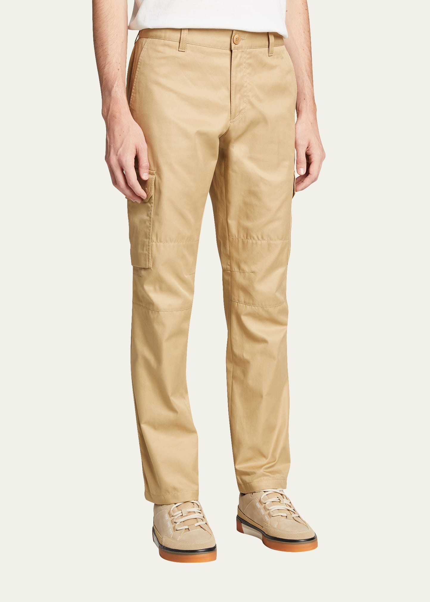 Men's Solid Cotton Cargo Pants - 4