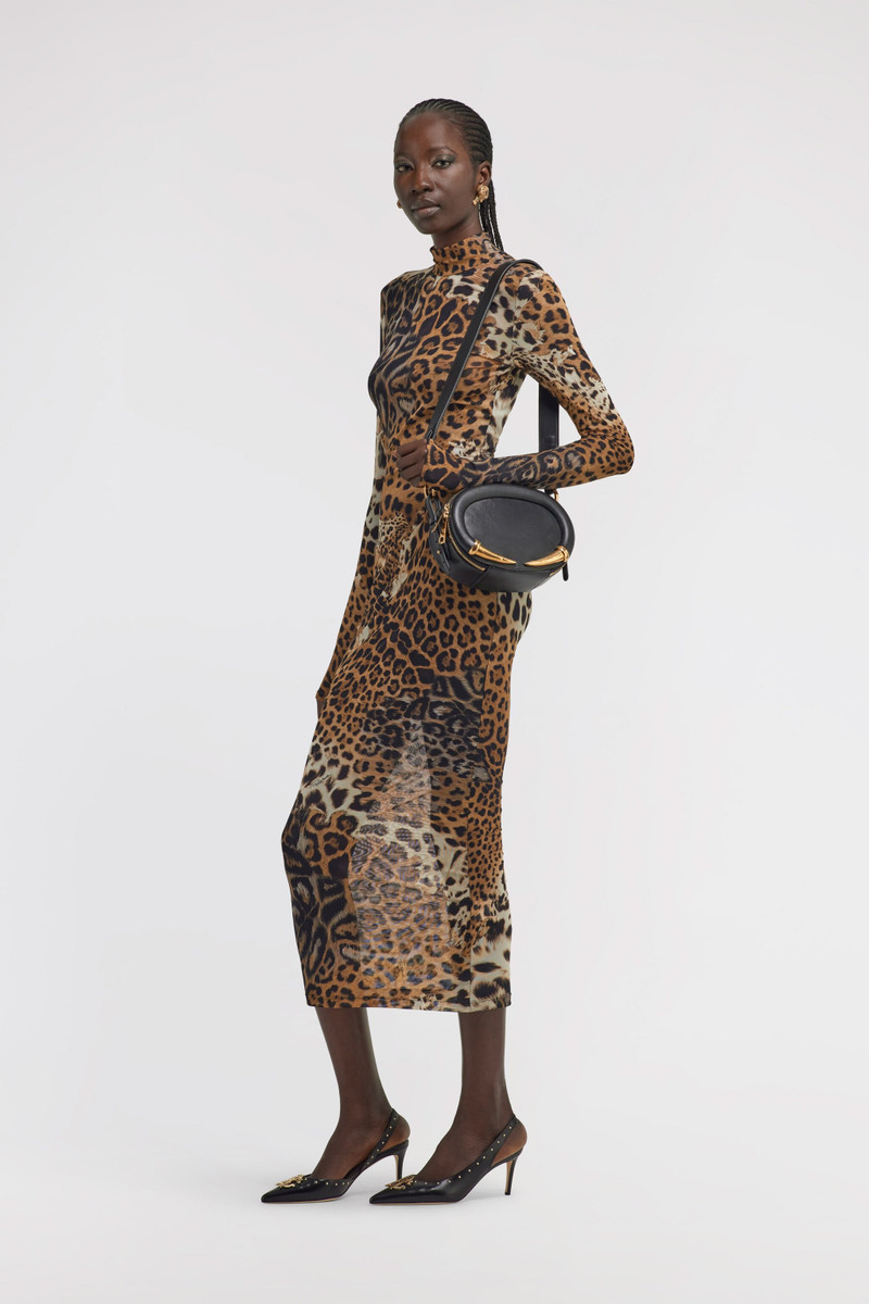 Roberto Cavalli Long Tulle Dress with Jaguar Print outlook