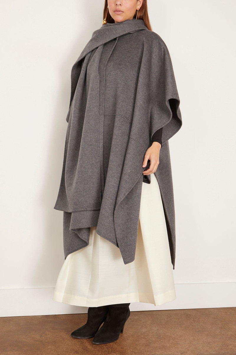 Double Scarf Coat in Mid Grey Melange 3