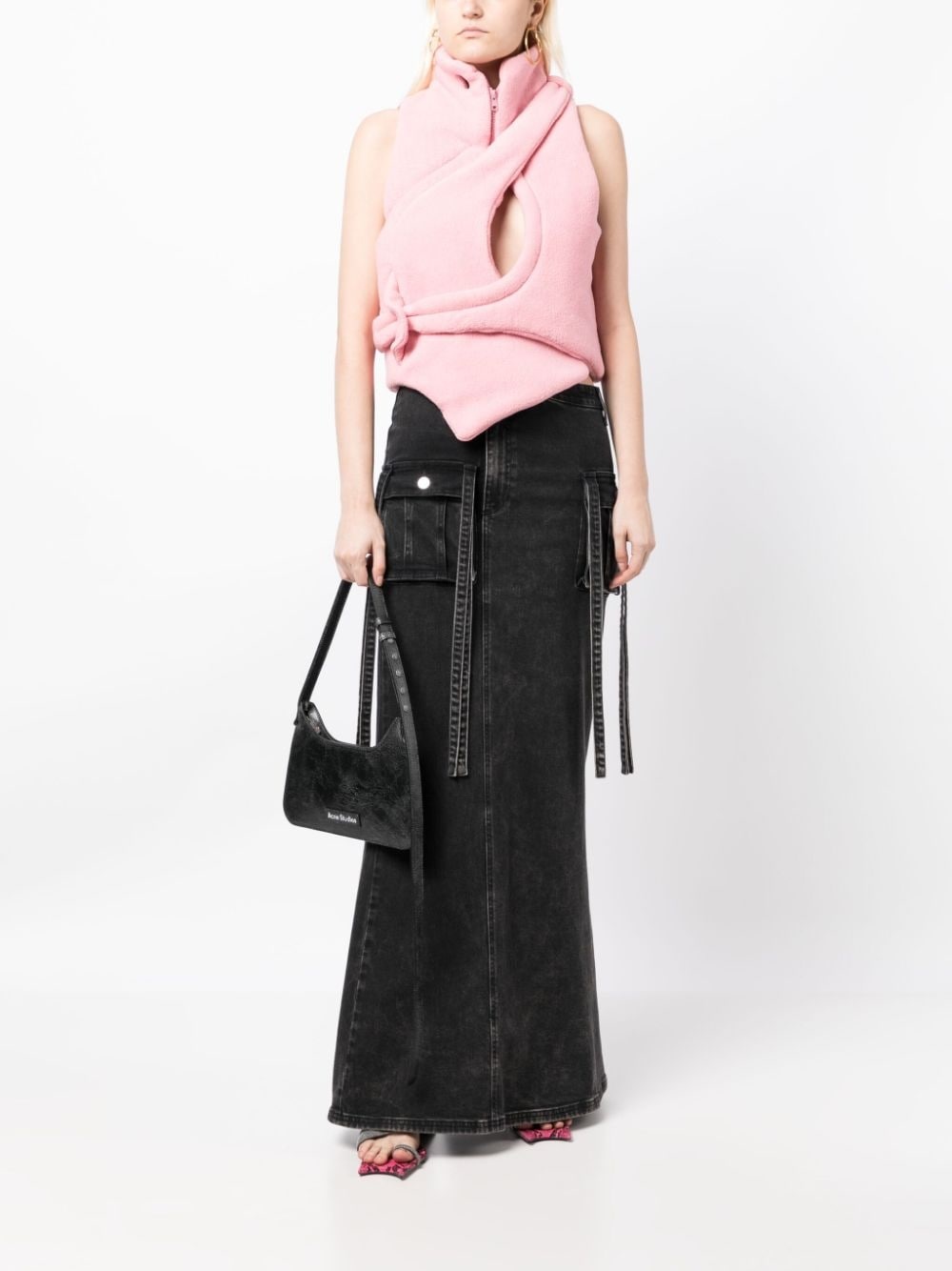 asymmetric fleece padded vest - 2