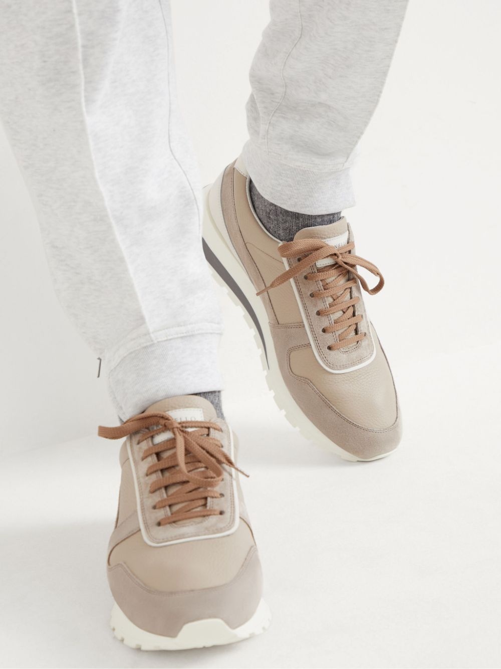 leather panelled sneakers - 5