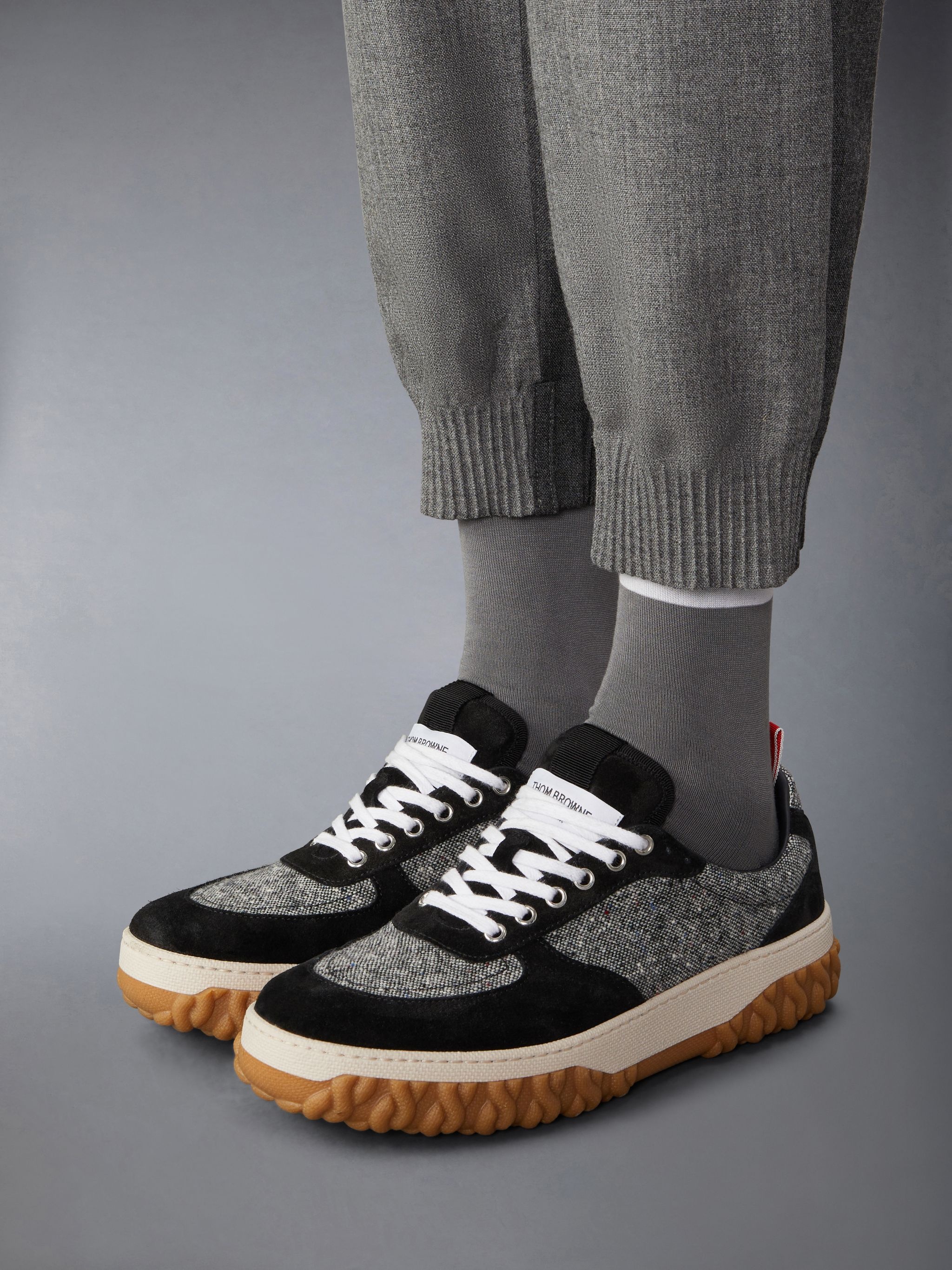 Donegal Tweed Cable Knit Sole Letterman Trainer - 4