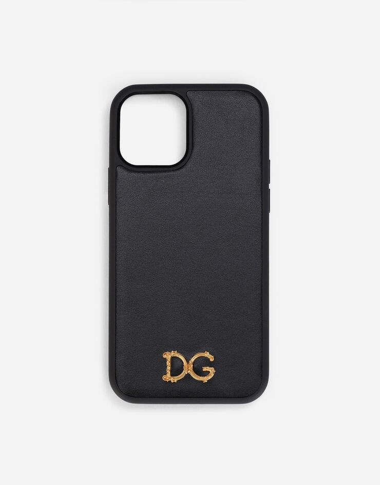 Calfskin iPhone 12 Pro max cover with baroque DG logo - 1