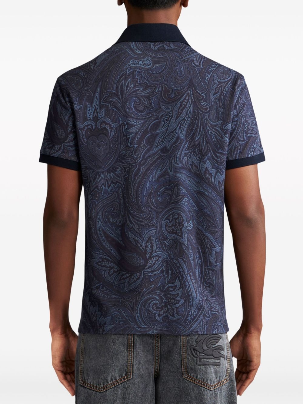 paisley-print cotton polo shirt - 3