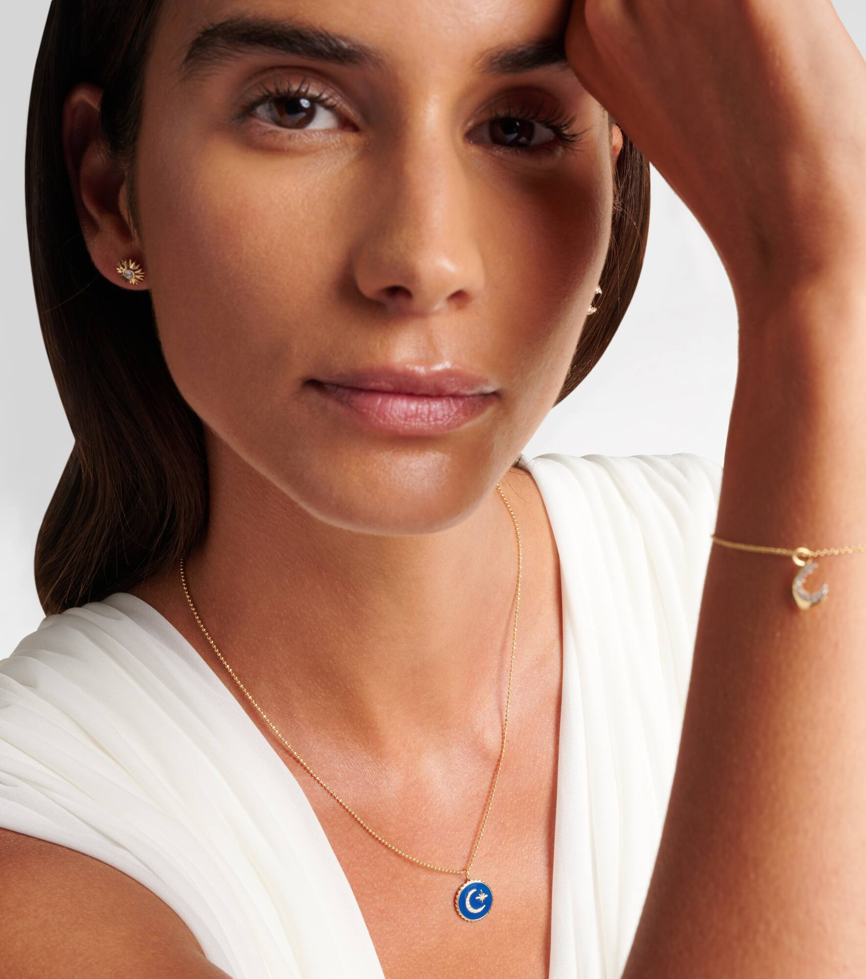 Celestial Medallion 14kt gold chain necklace with diamonds - 2