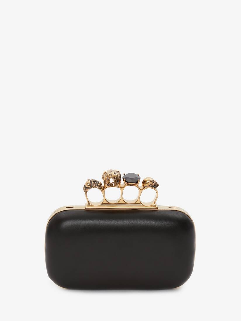 Women's Knuckle Clutch With Chain in Black - 3