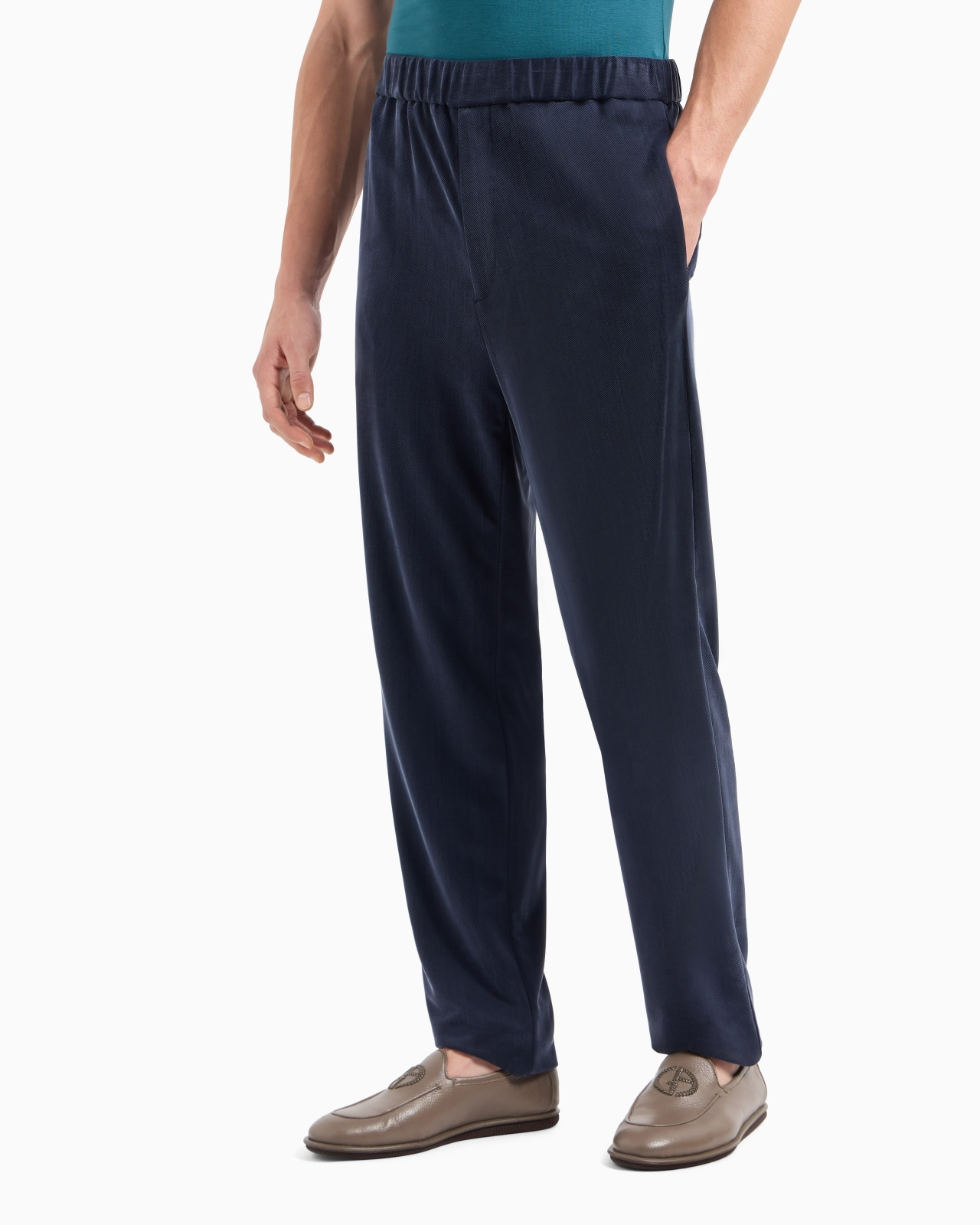 Technical waffle flat-front trousers - 2