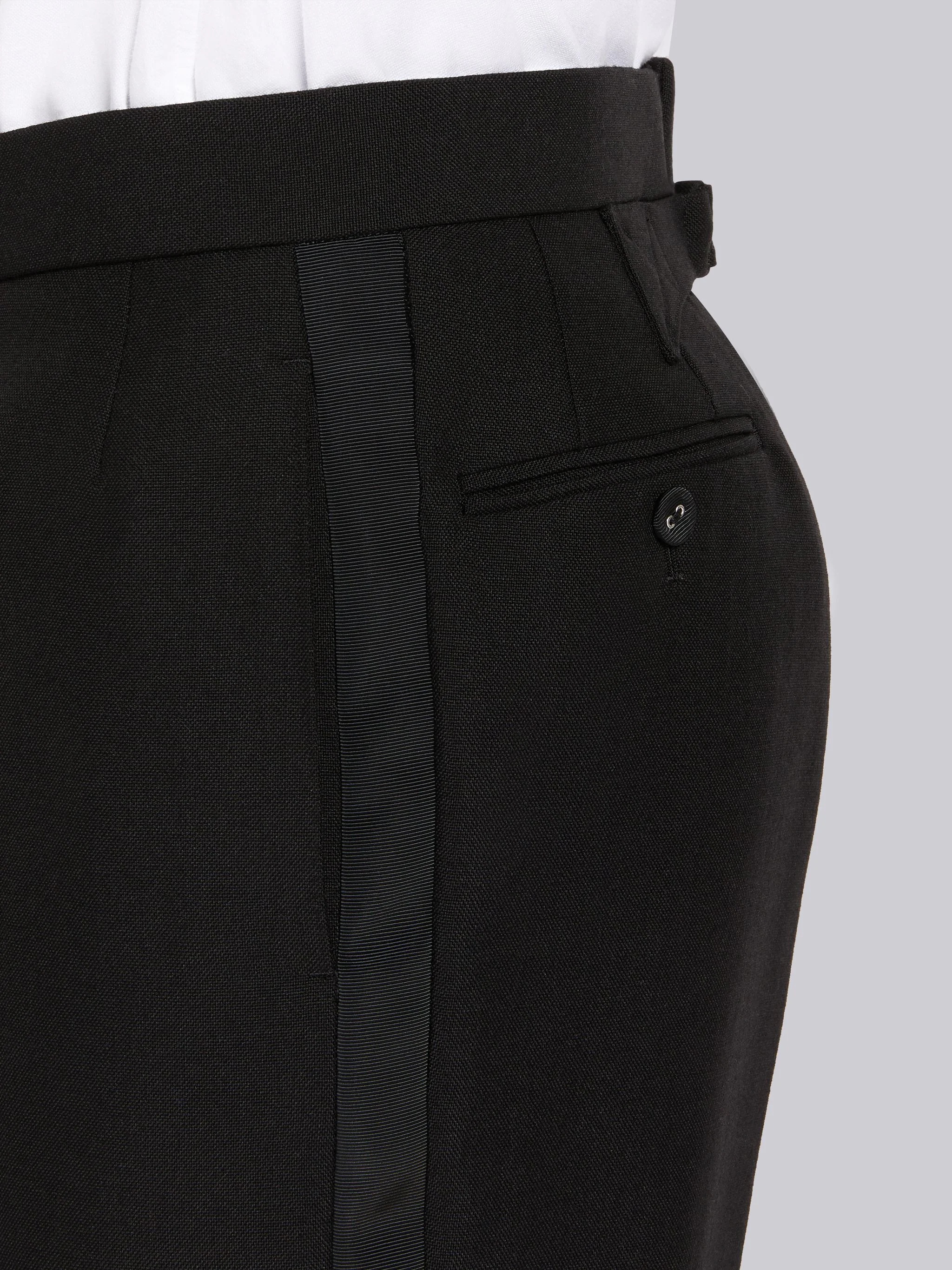 Black 3-Ply Wool Mohair Tipping Low Rise Drop Crotch Short - 5