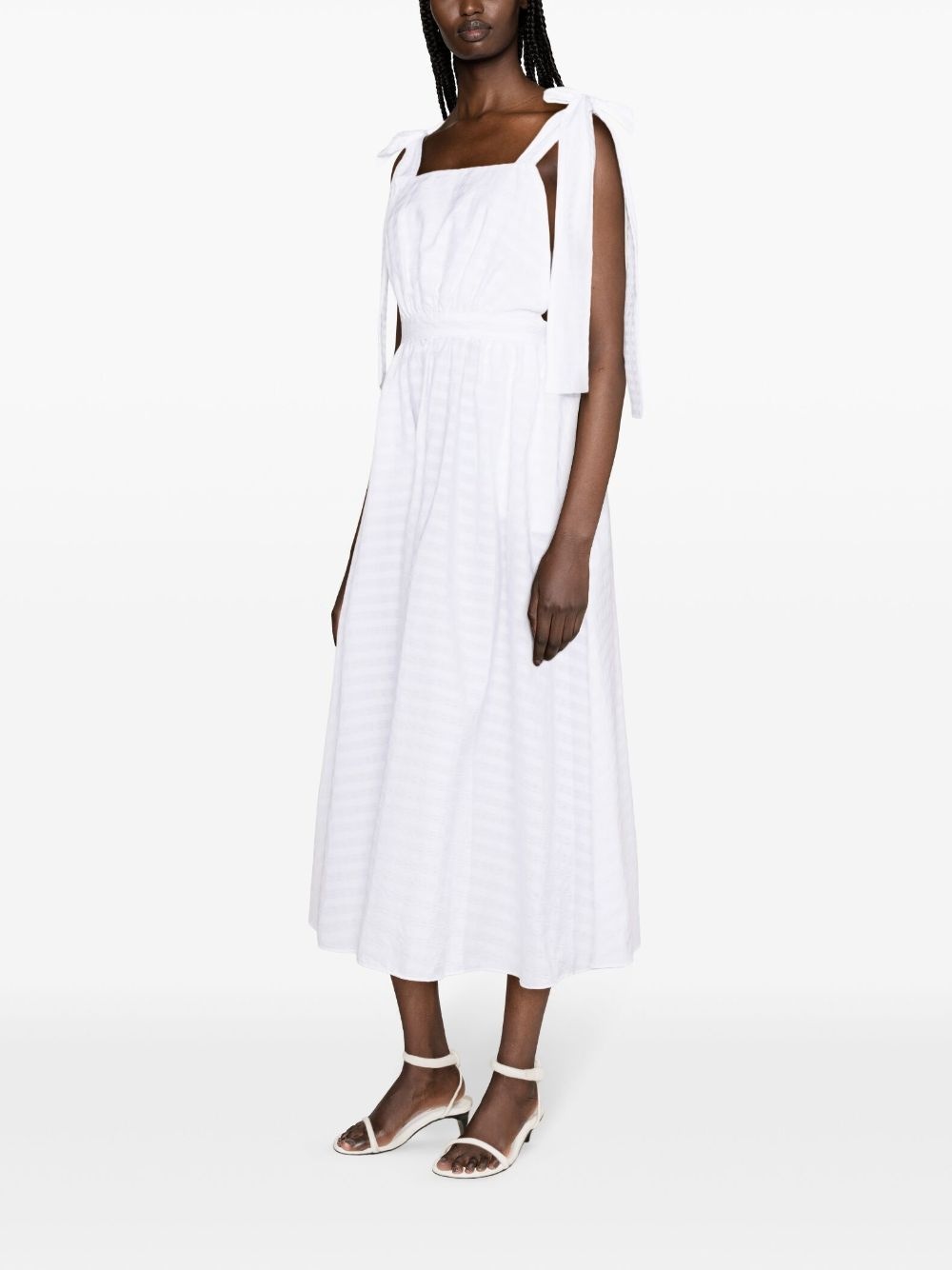 seersucker flared midi dress - 3