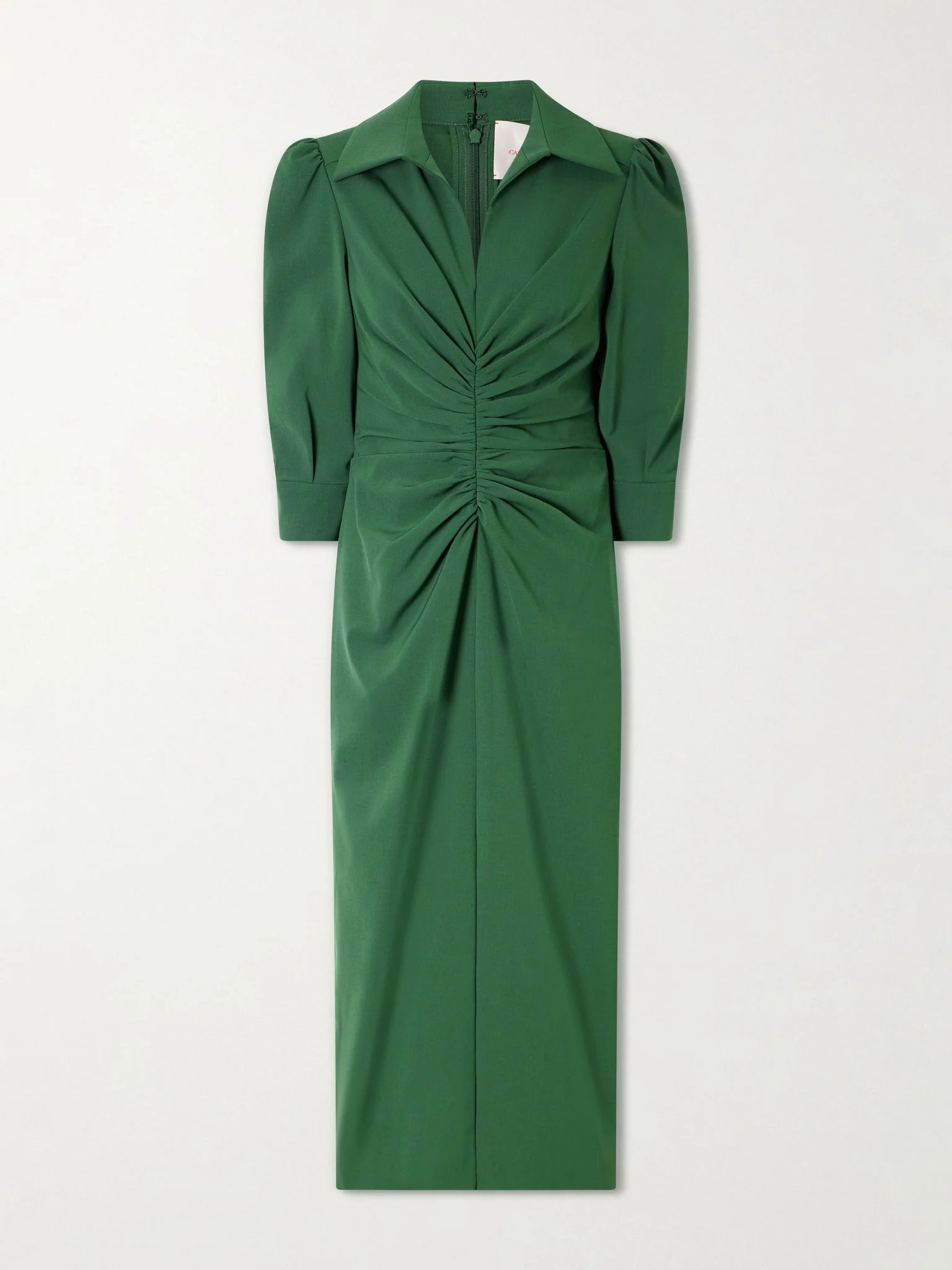 Rouched wool-blend midi dress Green - 1