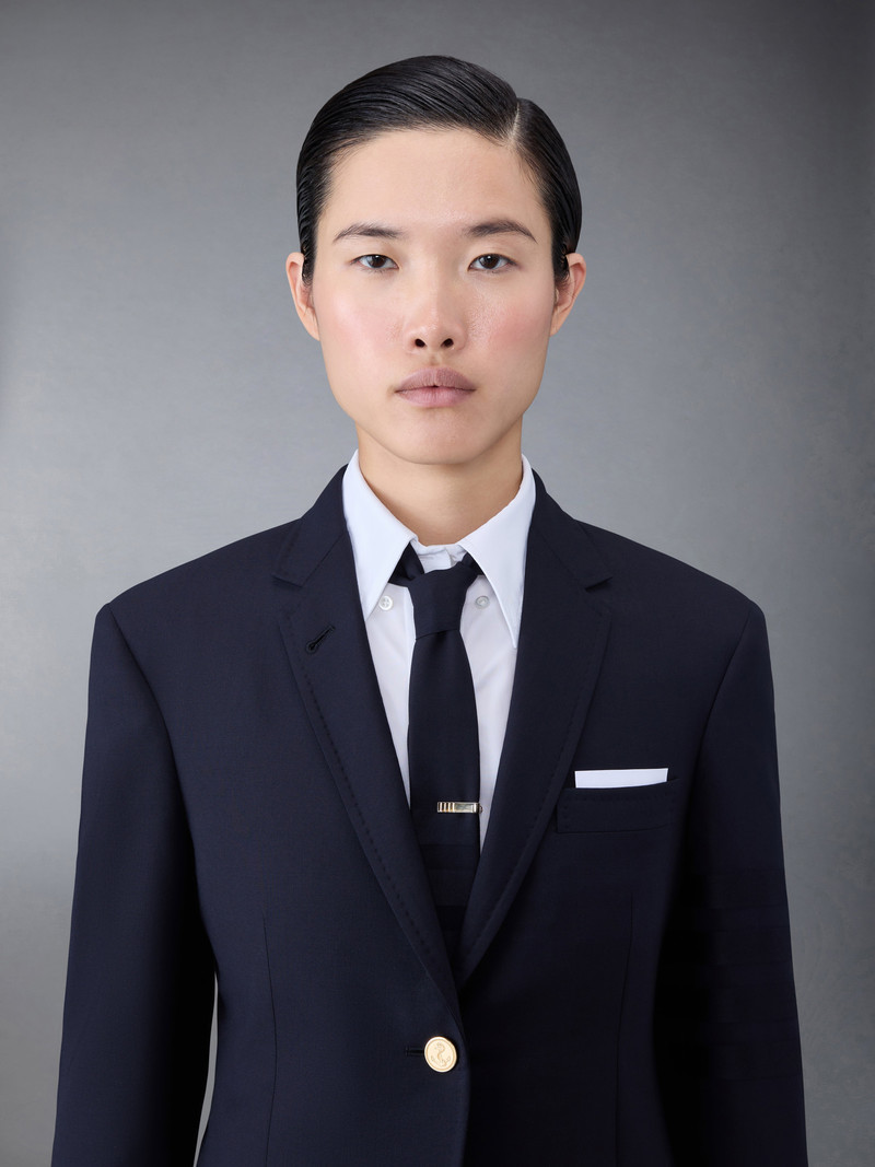 PLAIN WEAVE 4-BAR ELONGATED SINGLE BUTTON SPORT COAT 4